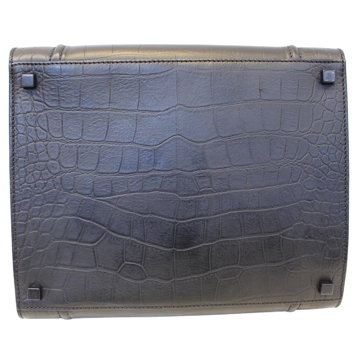 CELINE Croc Stamped Embossed Leather Medium Phantom Luggage Tote Bag