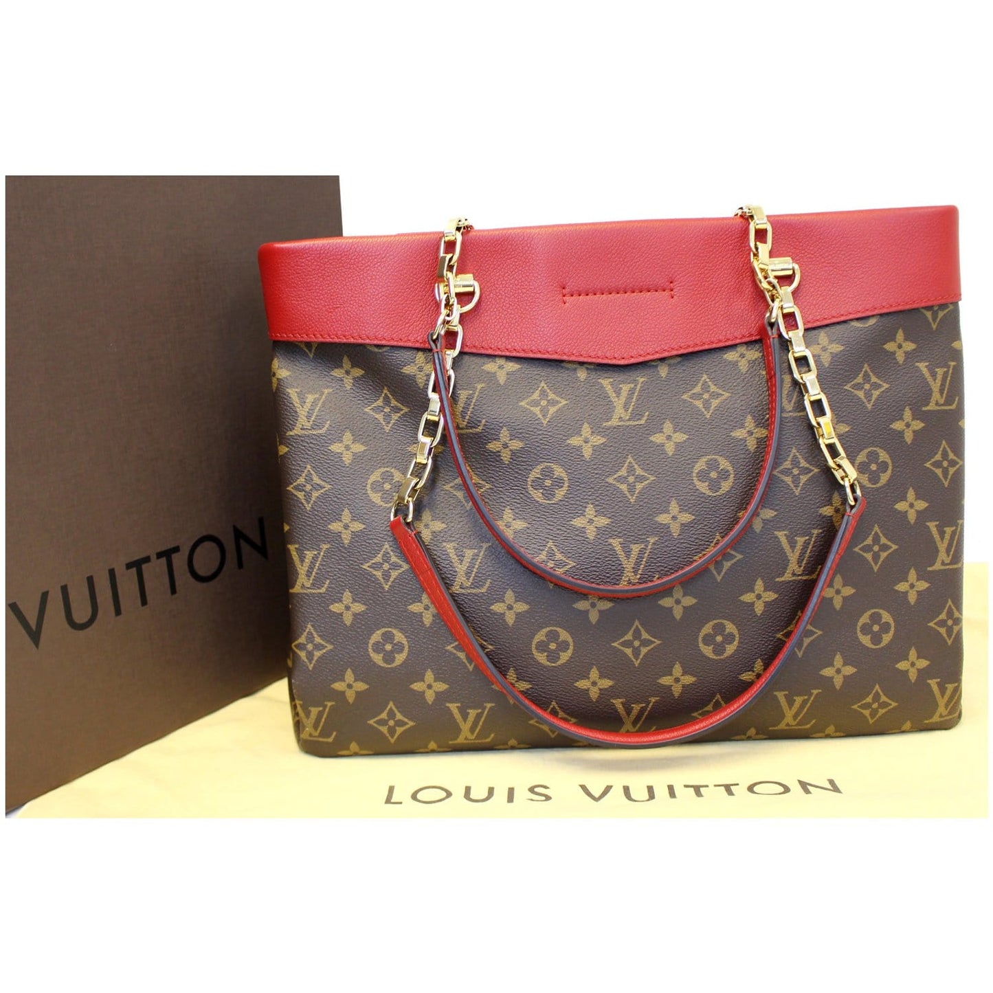 LOUIS VUITTON Pallas Chain Shopper Bag Monogram Canvas Cherry