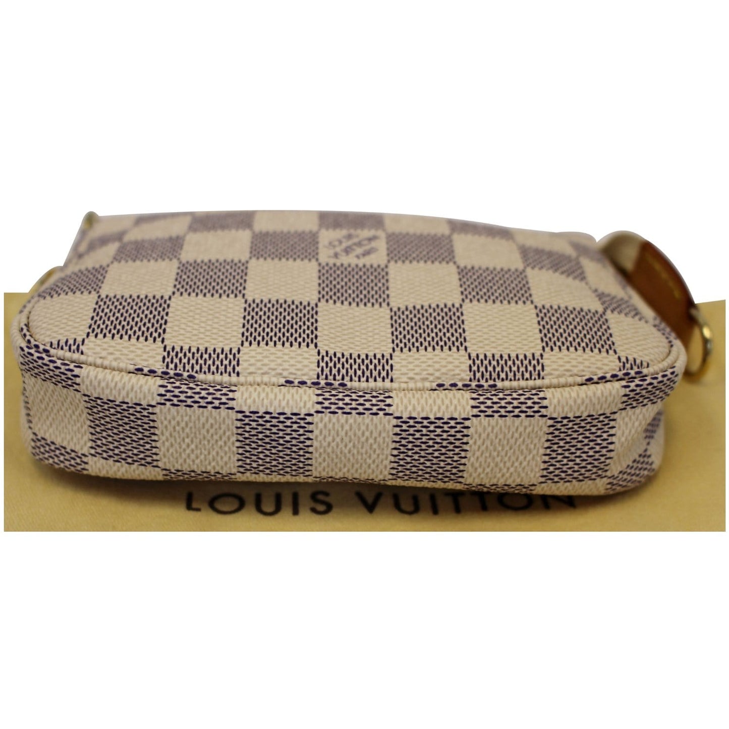 LOUIS VUITTON Mini Pochette Damier Azur Accessoires Pouch White