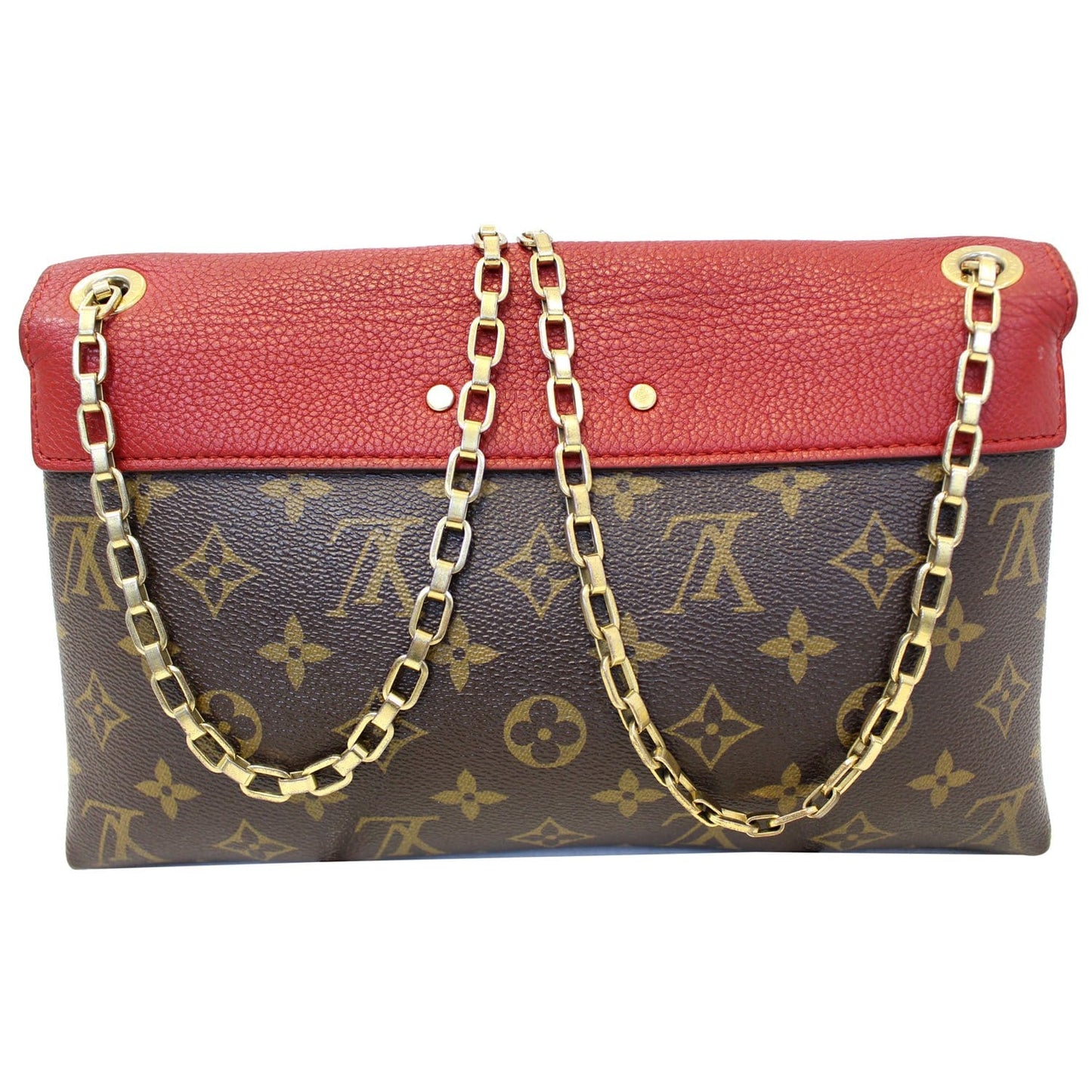 LOUIS VUITTON Pallas Chain Monogram Canvas Crossbody Bag Brown