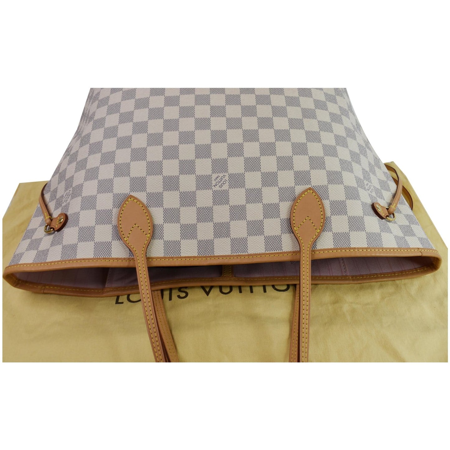 LOUIS VUITTON Neverfull MM Damier Azur Shoulder Bag White