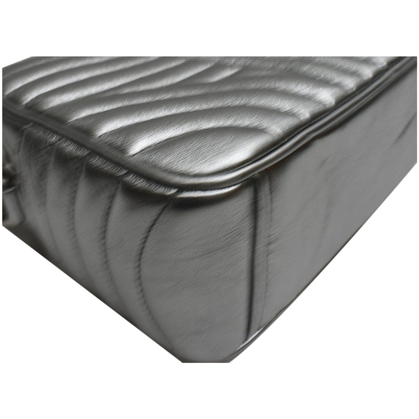 PRADA Diagramme Leather Crossbody Bag Metallic Silver