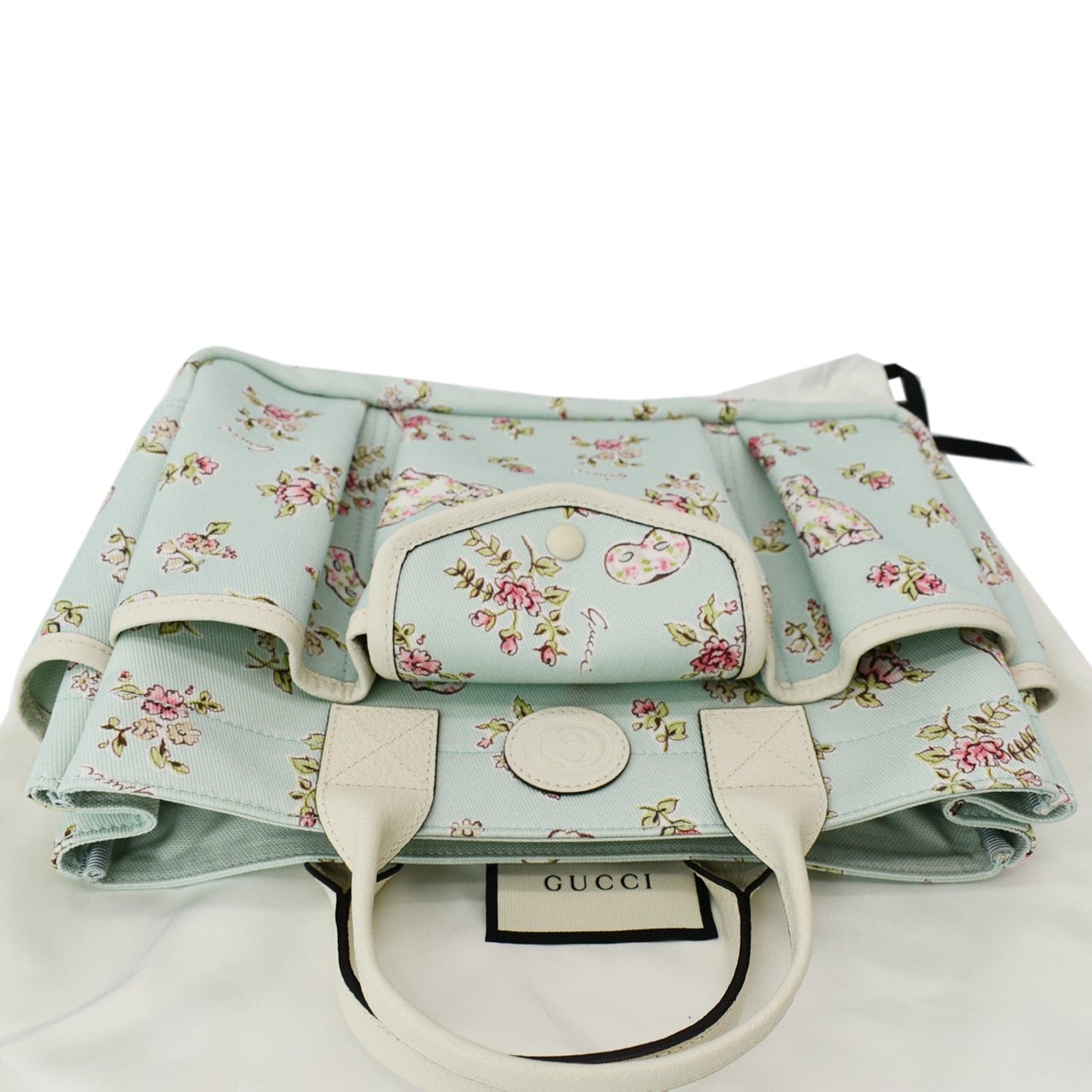 GUCCI Children's Floral Print Canvas Bag Light Blue 628159