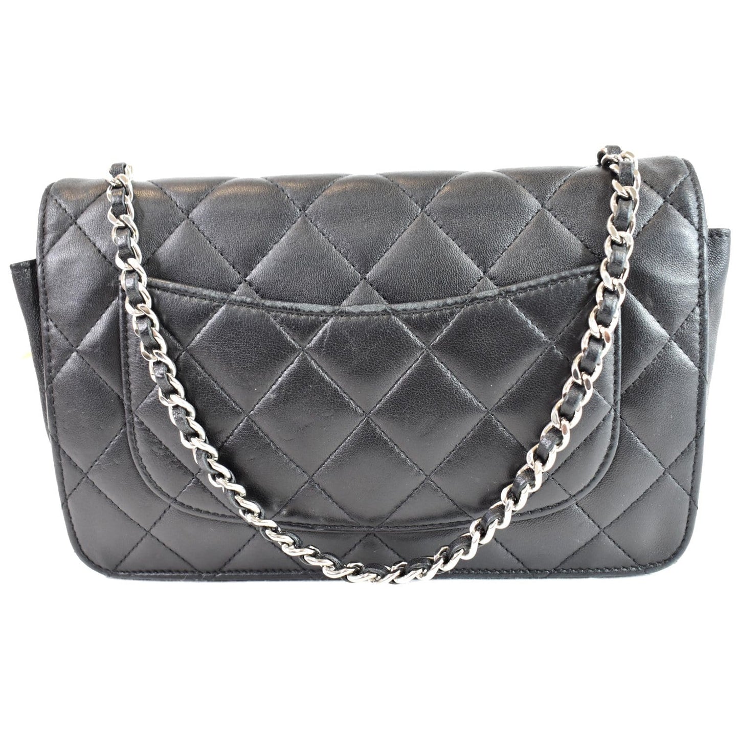 CHANEL Wallet On Chain Lambskin Leather WOC Crossbody Bag Black