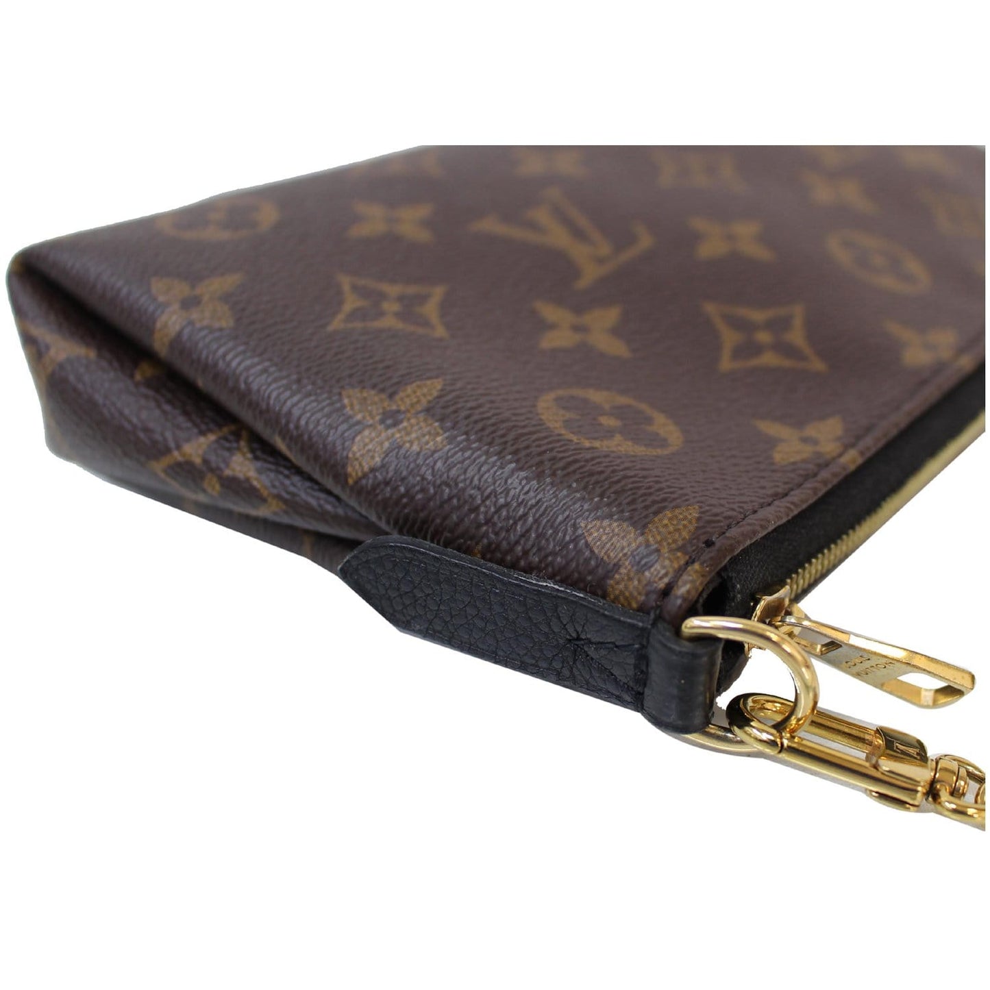 LOUIS VUITTON Pallas Monogram Canvas Clutch Crossbody Bag Brown