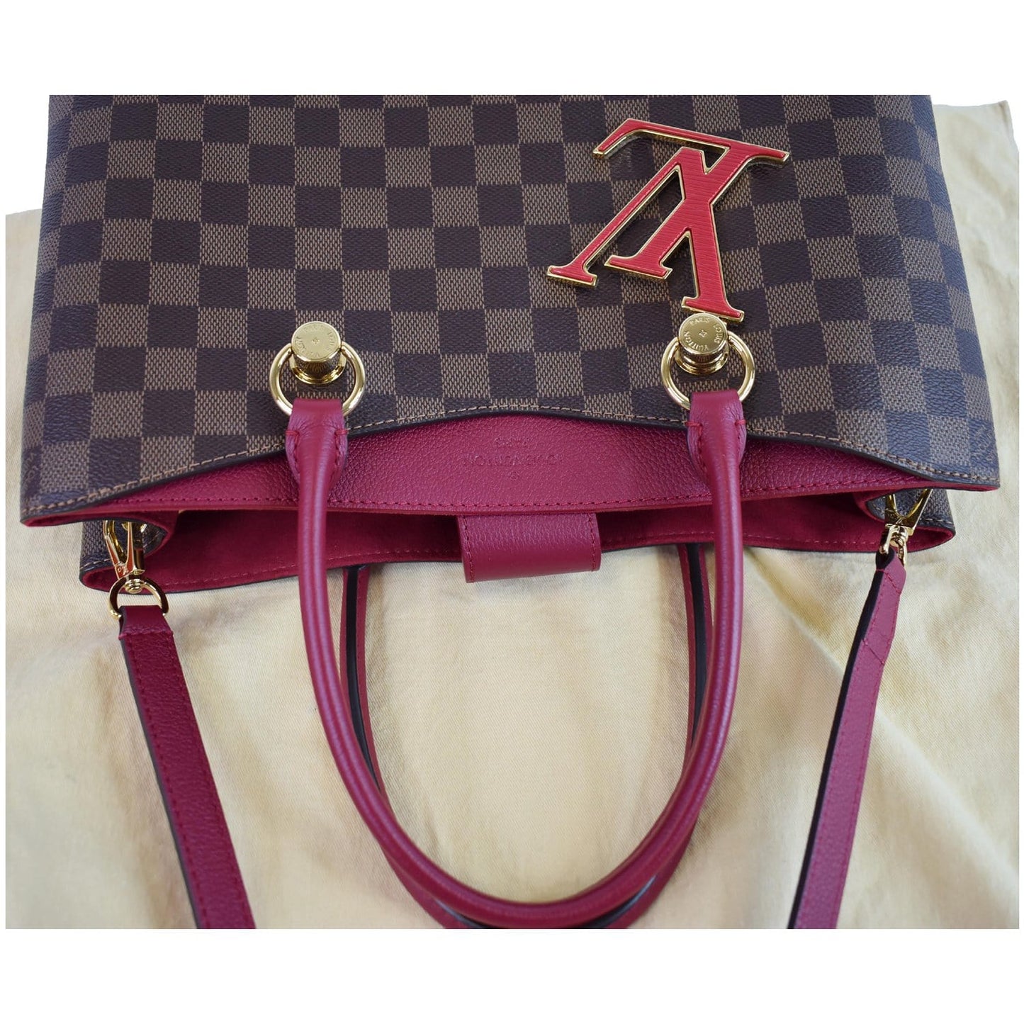 LOUIS VUITTON LV Riverside Damier Ebene Shoulder Bag Red