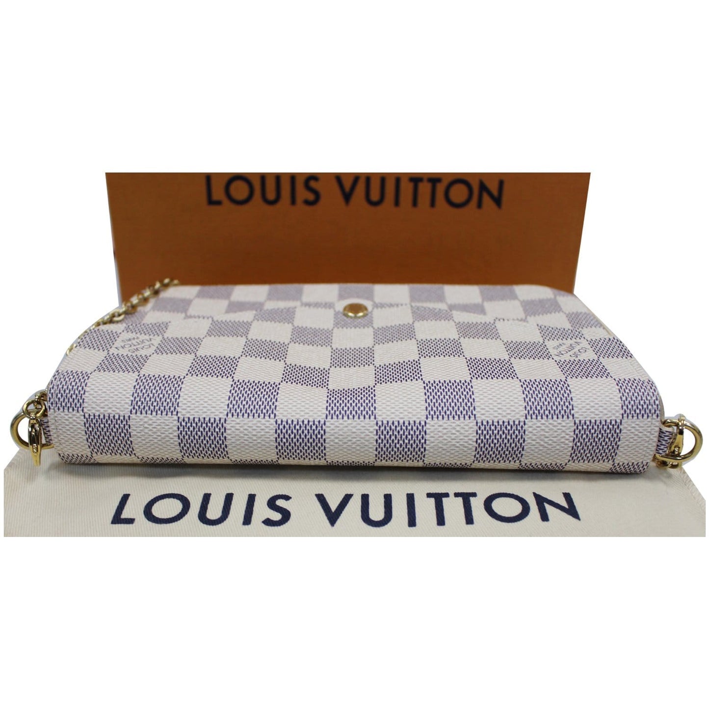 LOUIS VUITTON Pochette Felicie Damier Azur Crossbody Bag White
