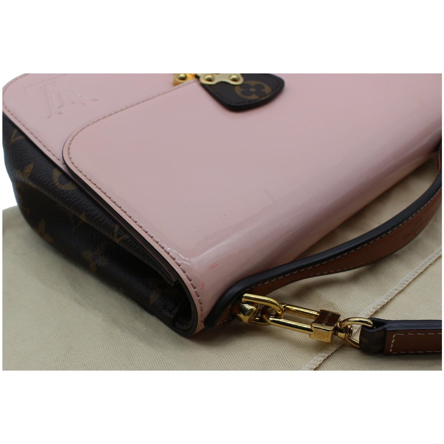 LOUIS VUITTON Cherrywood BB Patent Leather Shoulder Bag Rose Ballerine - 25% OFF