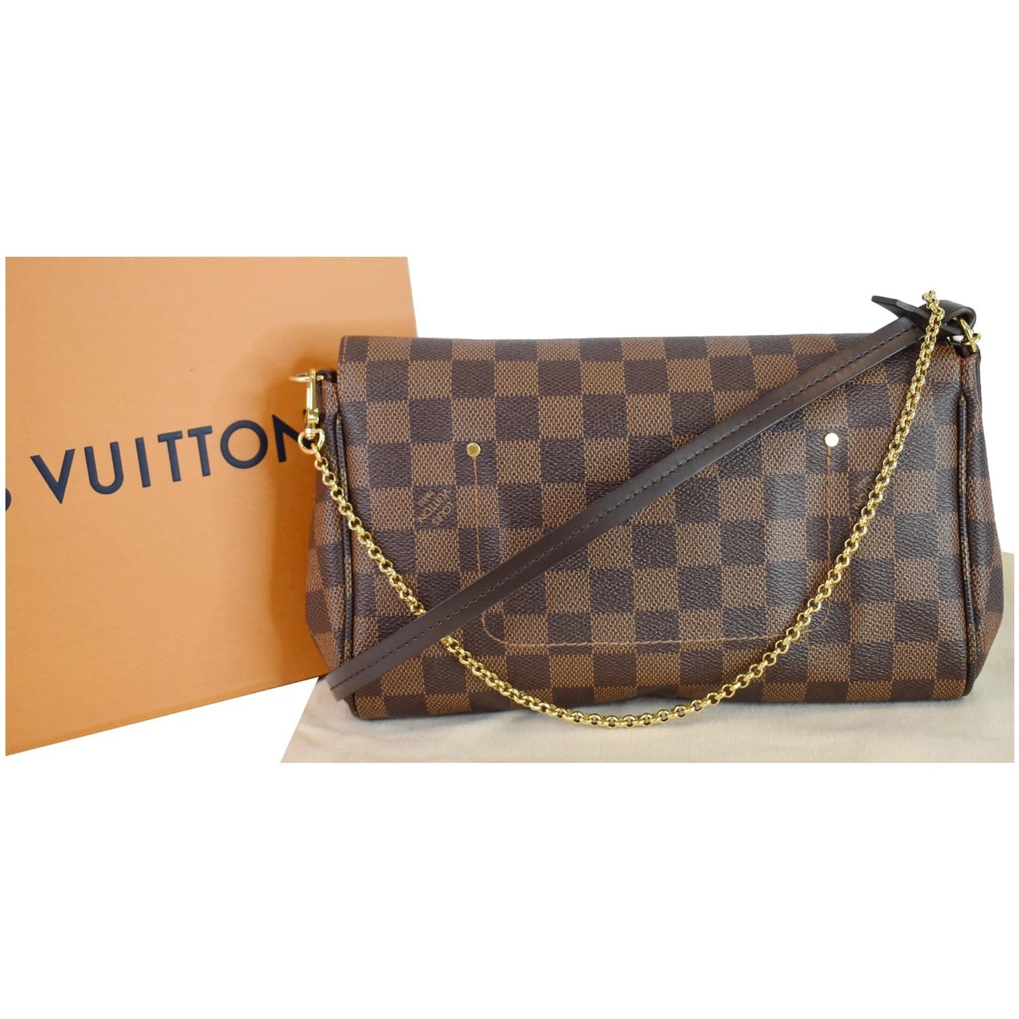 LOUIS VUITTON Favorite MM Damier Ebene Crossbody Bag Brown