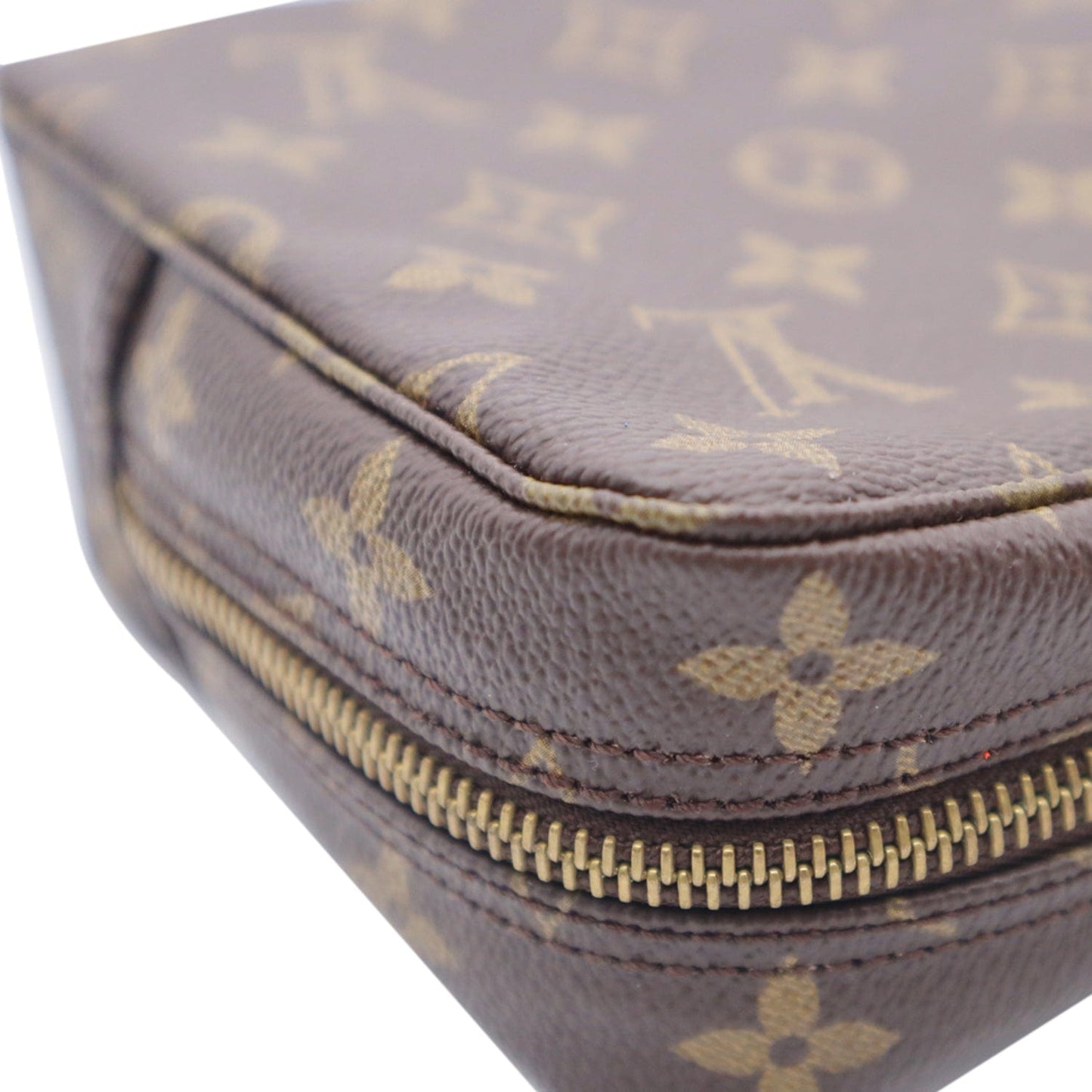 LOUIS VUITTON Trousse Toiletry Monogram Canvas Cosmetic Bag Brown