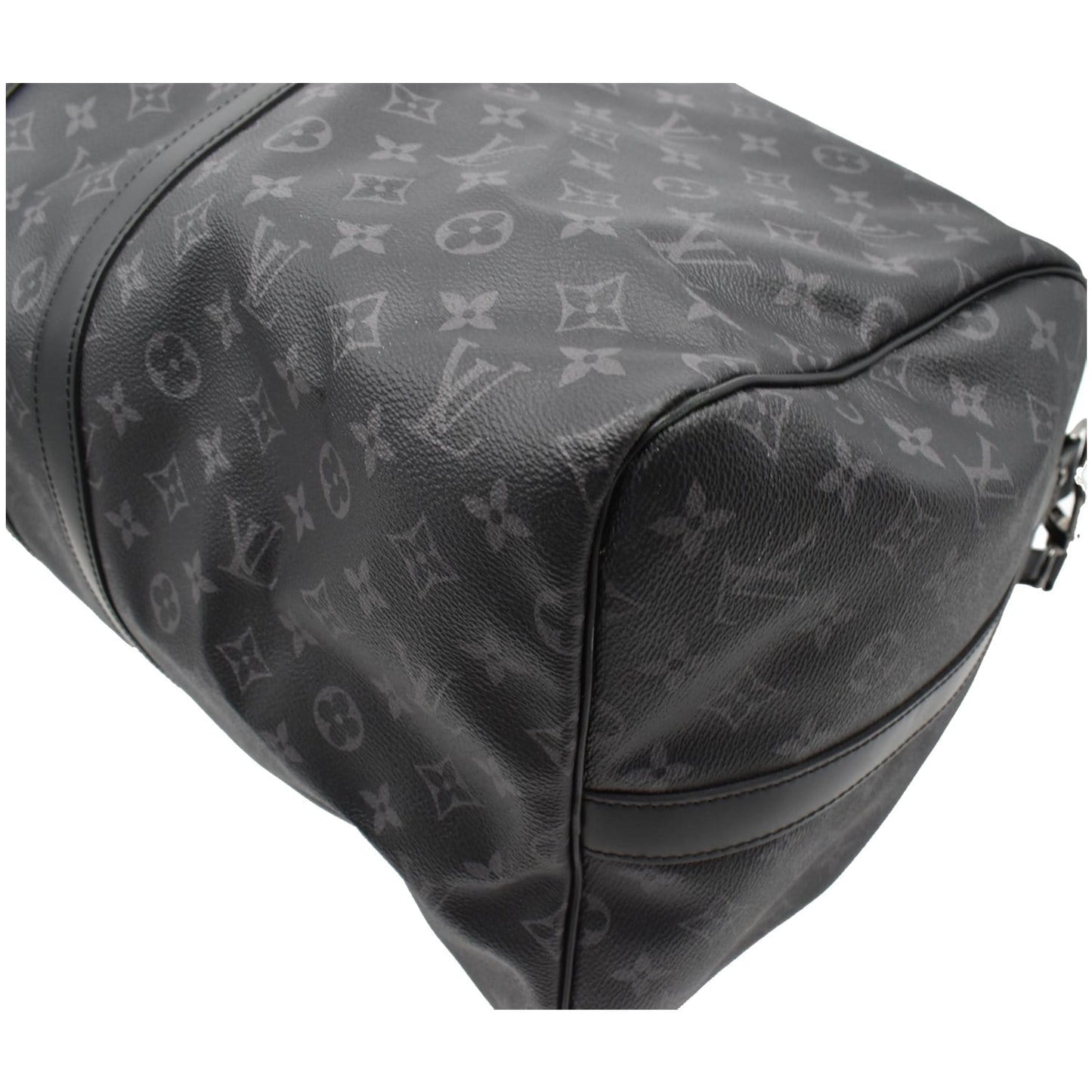 LOUIS VUITTON Keepall 55 Bandouliere Monogram Eclipse Travel Bag Black