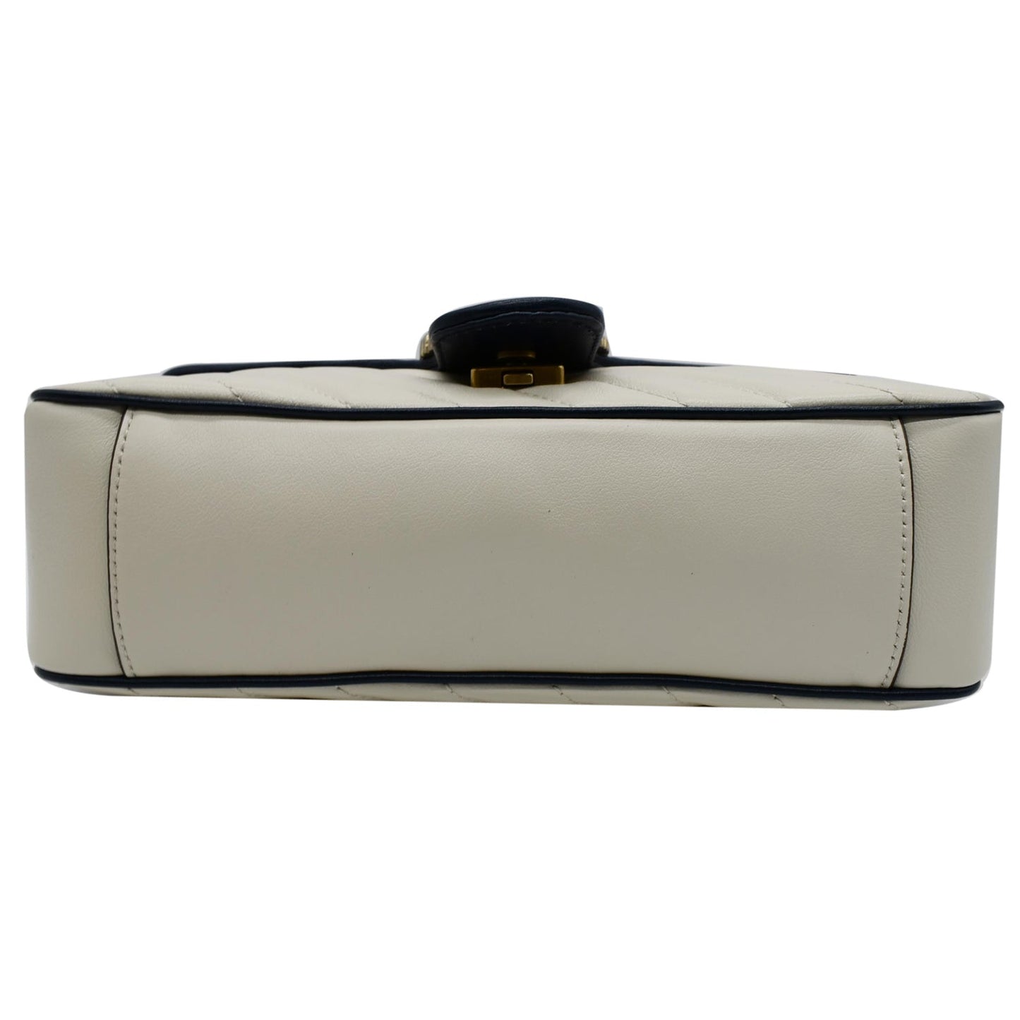 GUCCI Torchon GG Marmont Small Calfskin Matelasse Shoulder Bag White