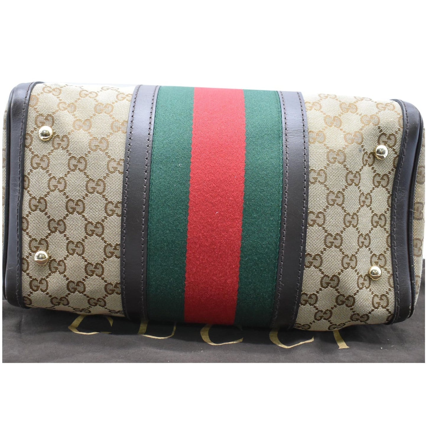 GUCCI Vintage Web Original GG Boston Satchel Bag Beige 247205