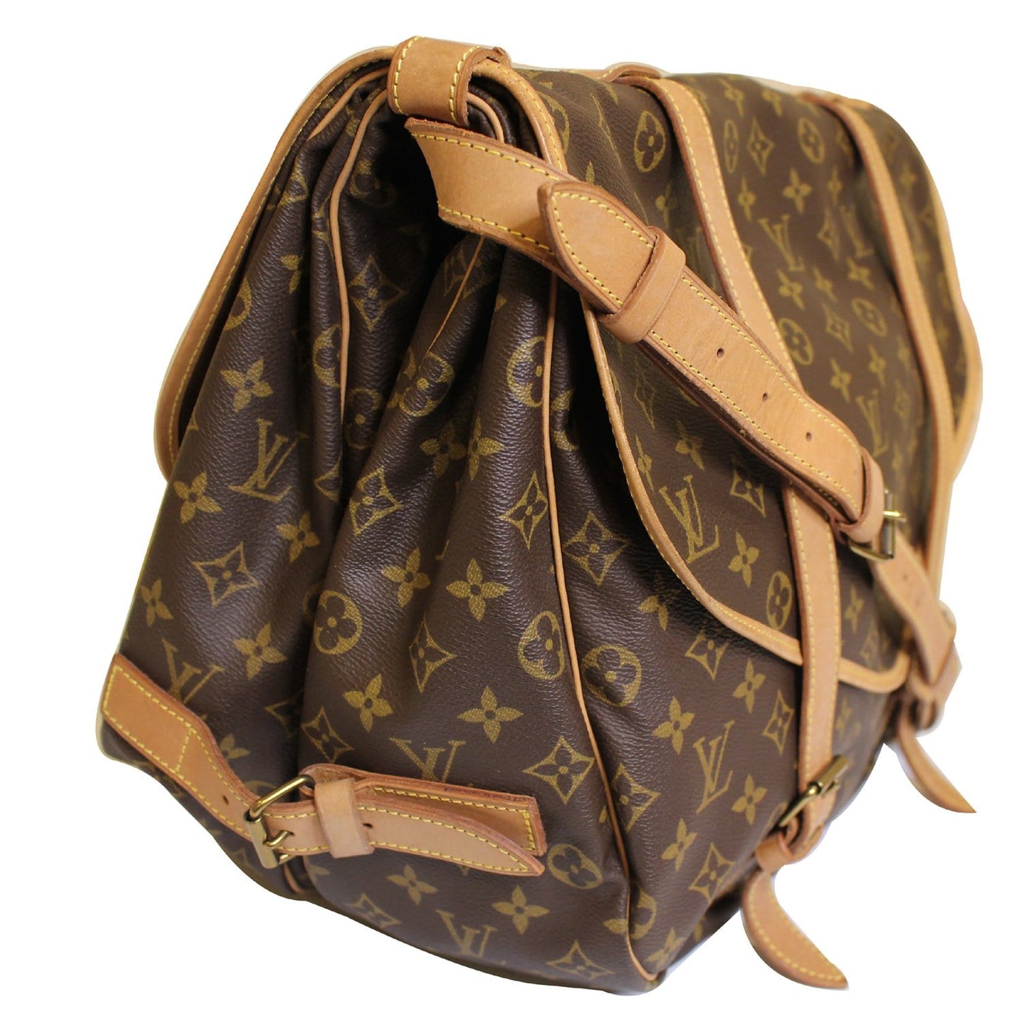 LOUIS VUITTON Saumur 43 Monogram Canvas Shoulder Bag Brown