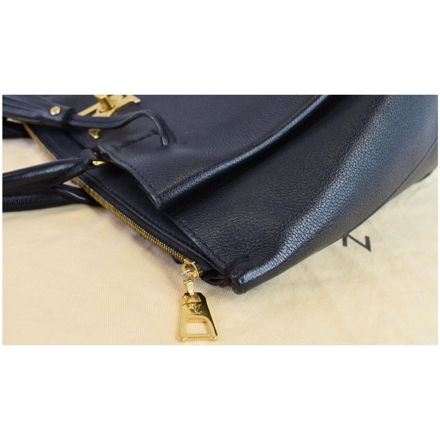 LOUIS VUITTON Lockmeto Calfskin Leather Tote Bag Black - 20% OFF
