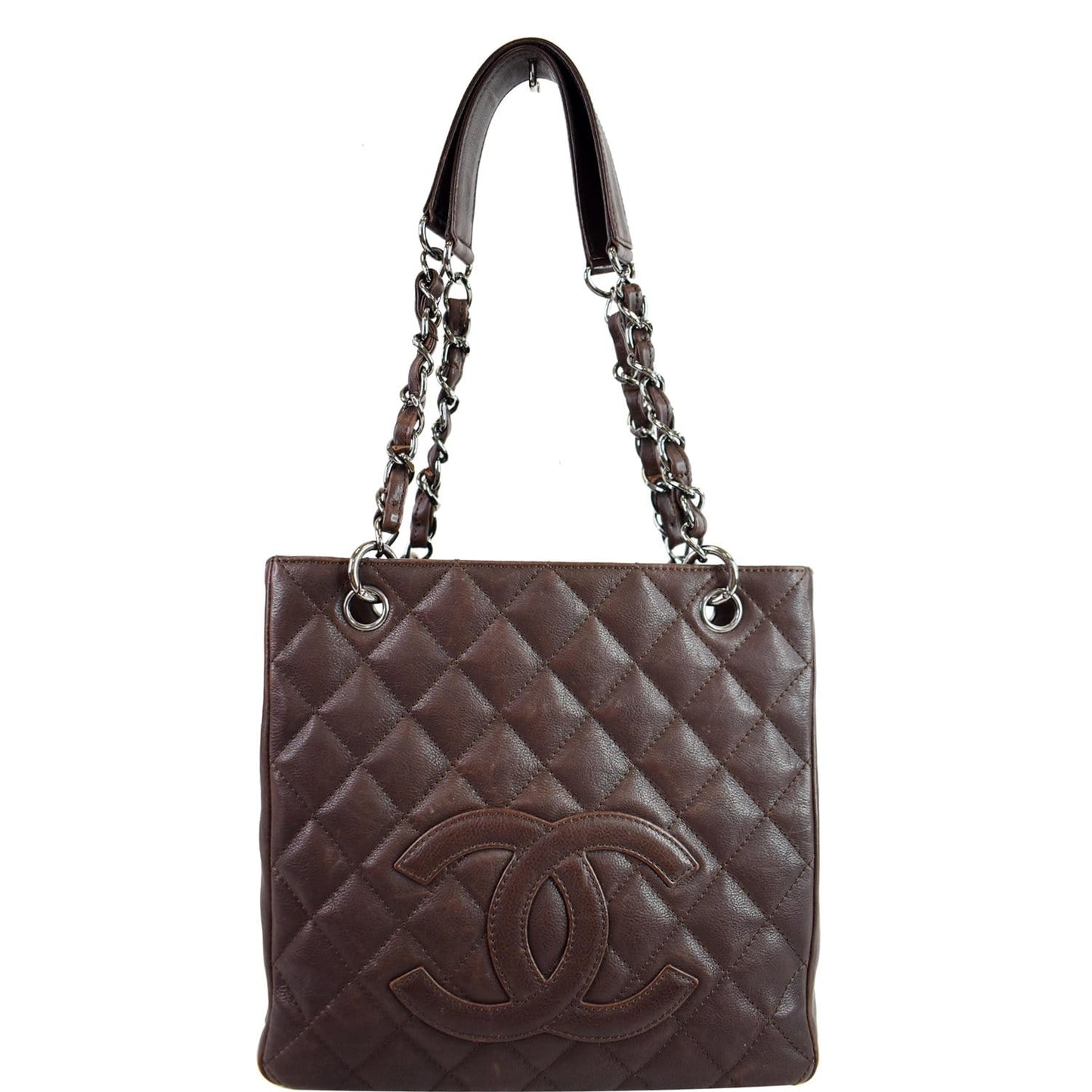 CHANEL PST Caviar Leather Petit Shopping Tote Bag Brown