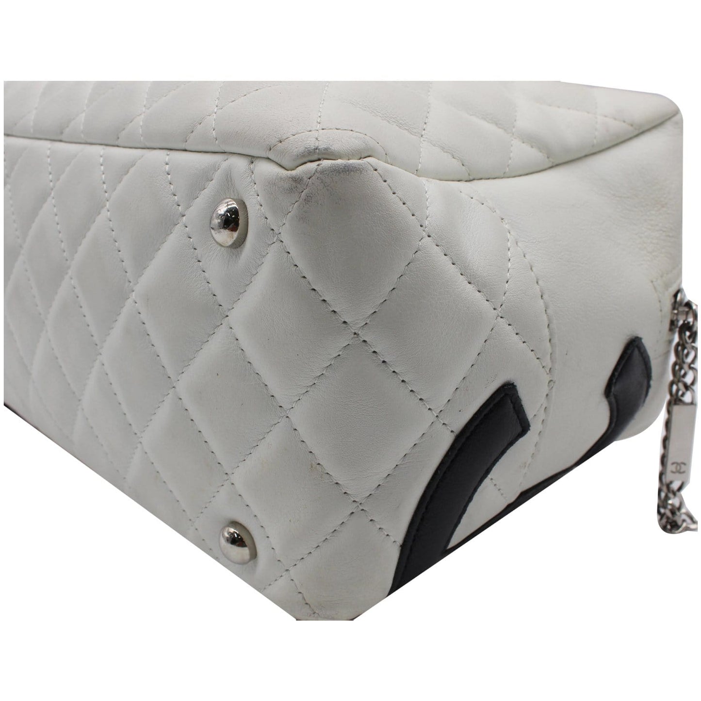 CHANEL Cambon Ligne Quilted Leather Bowler Tote Bag White - 10% OFF