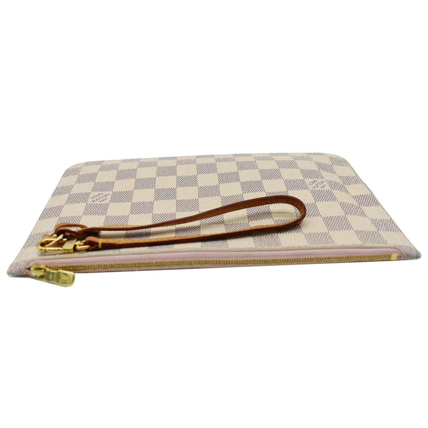 LOUIS VUITTON  Neverfull GM Damier Azur Pochette Wristlet Pouch White