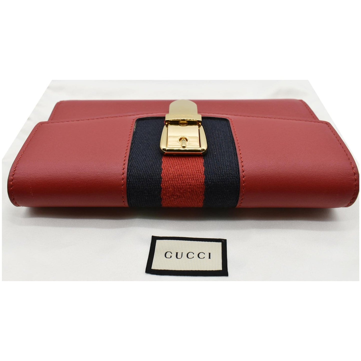 GUCCI Sylvie Continental Leather Wallet Red 476084 - Final Sale
