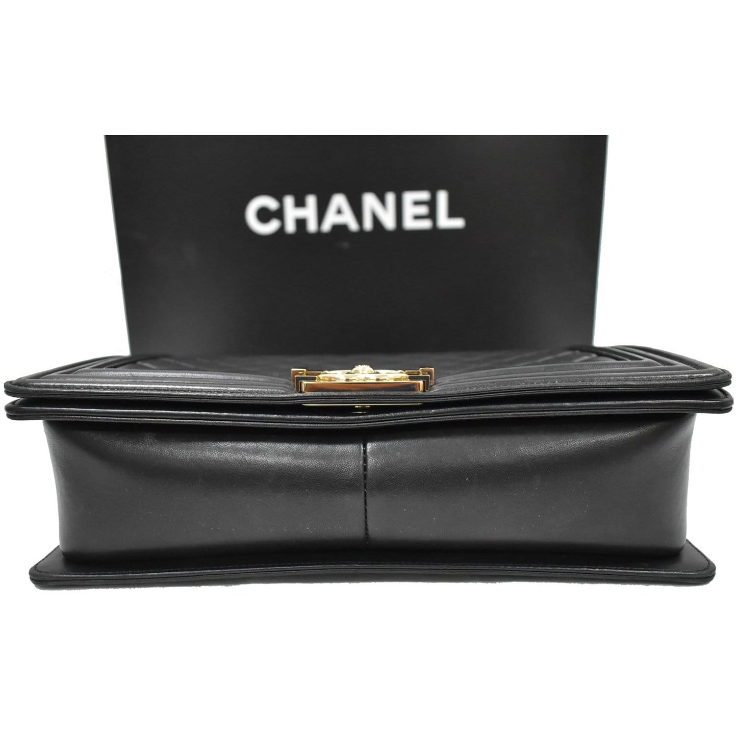 CHANEL Medium Boy Flap Lambskin Leather Shoulder Bag Black