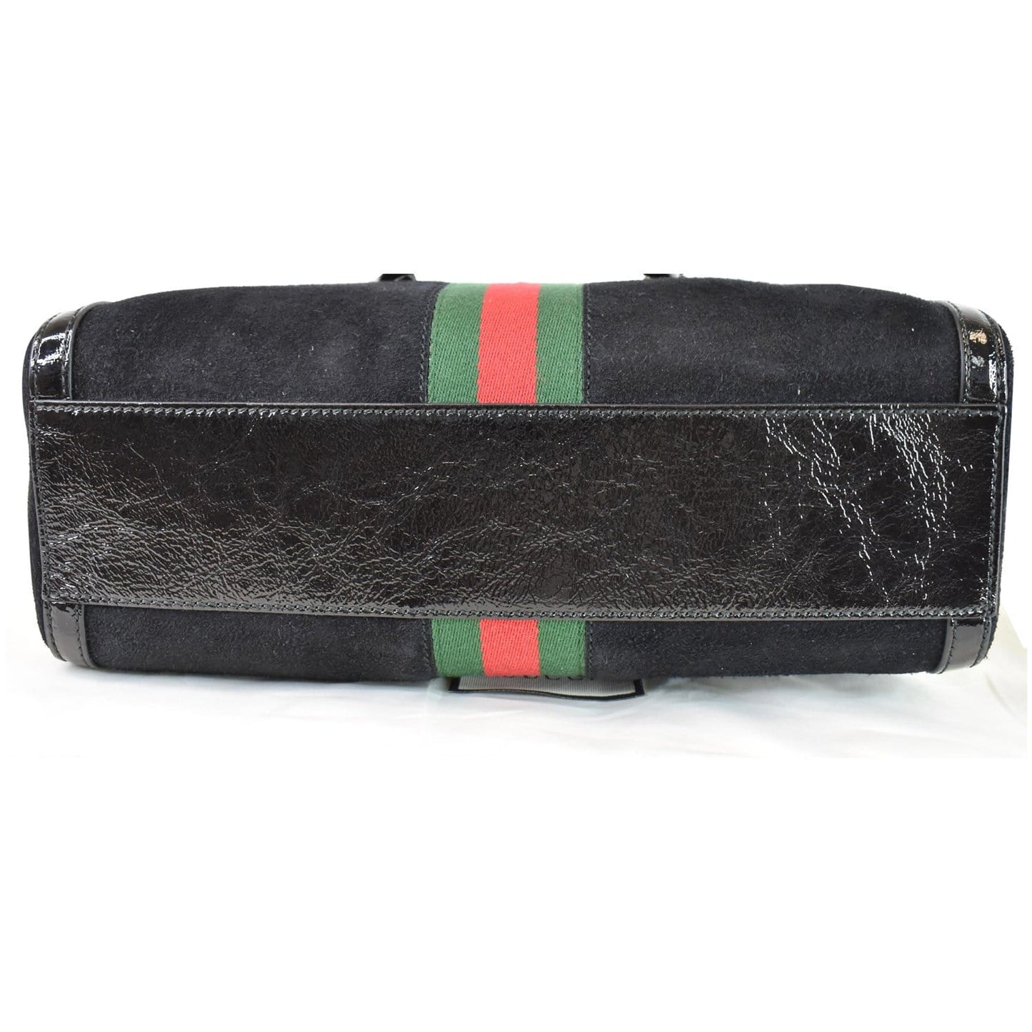 GUCCI Ophidia GG Suede Web Top Handle Shoulder Bag Black 524532
