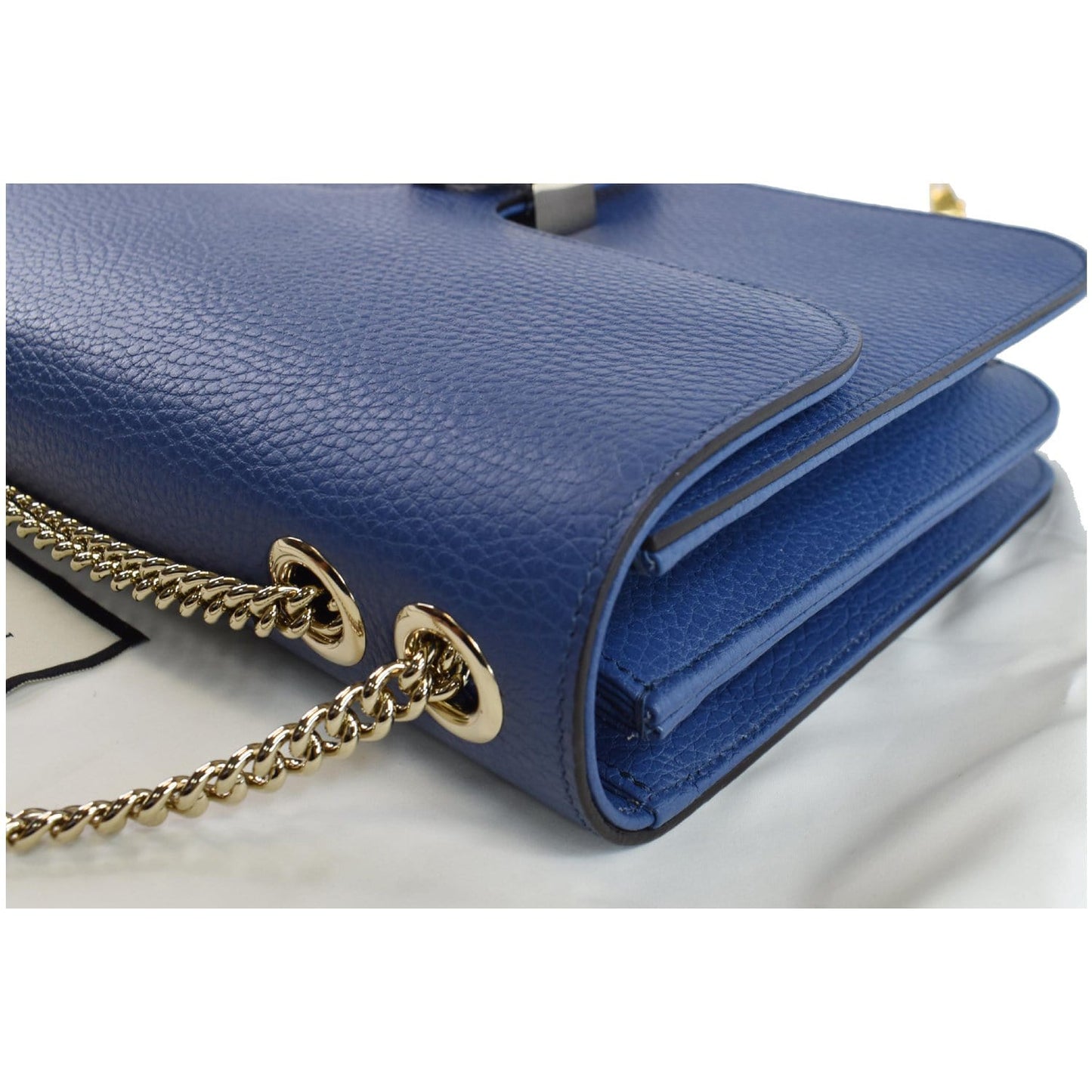 Gucci Interlocking GG Calfskin Leather Shoulder Bag Blue 510303
