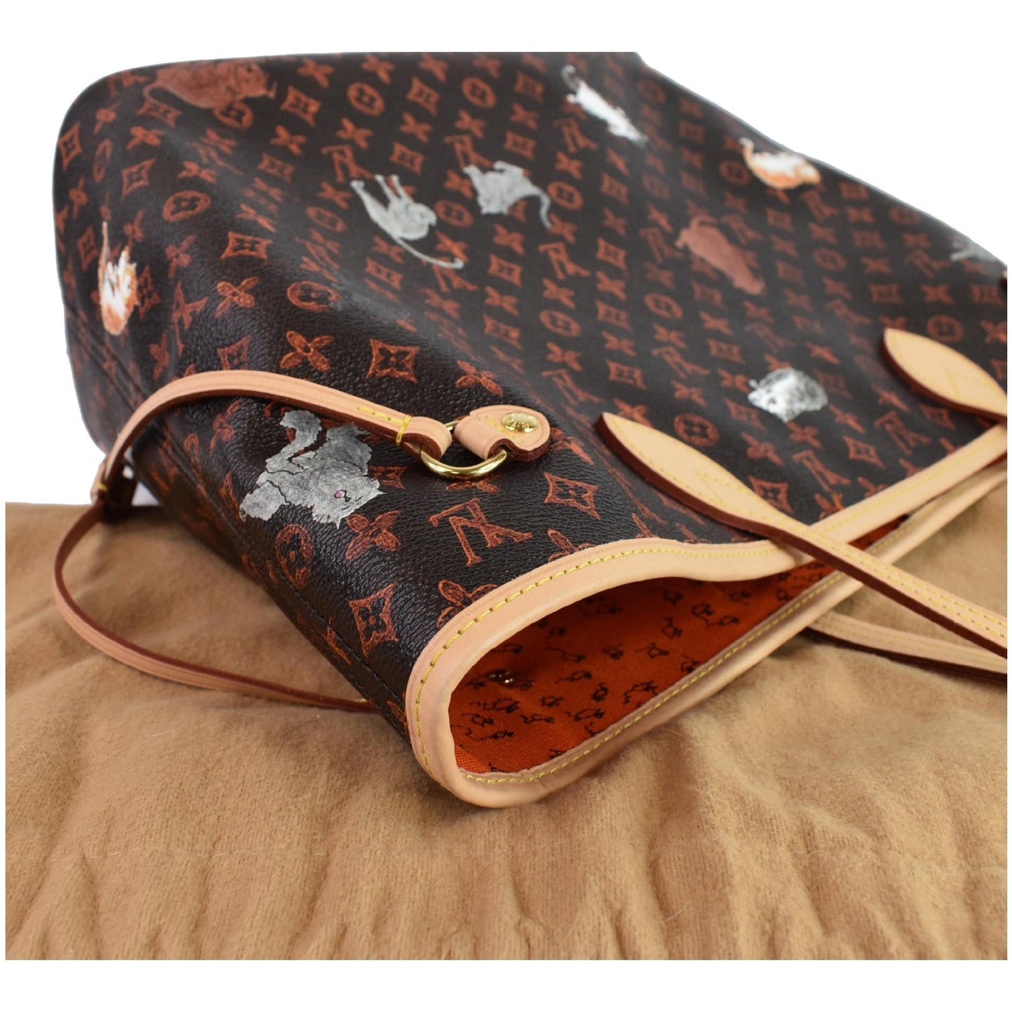 LOUIS VUITTON Catogram Neverfull MM Canvas Tote Shoulder Bag Orange