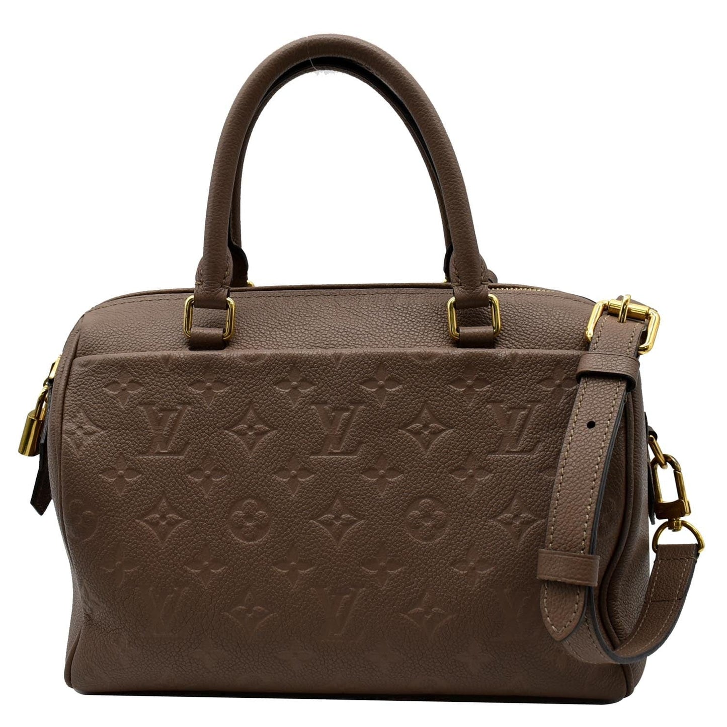 LOUIS VUITTON Speedy 25 Bandouliere Monogram Empreinte Leather Crossbody Bag Tourterelle