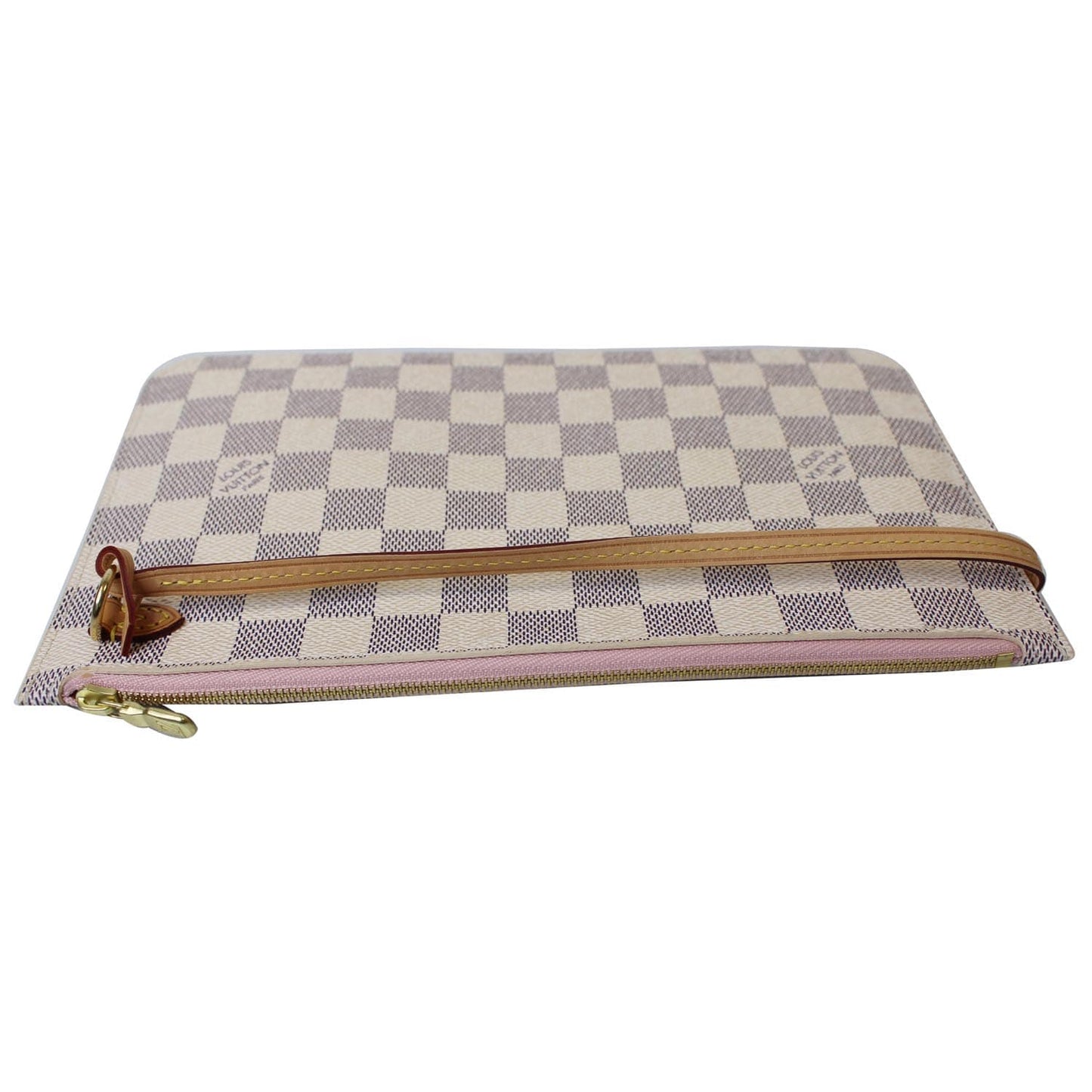 LOUIS VUITTON Pochette Wristlet Pouch Damier Azur Neverfull MM White