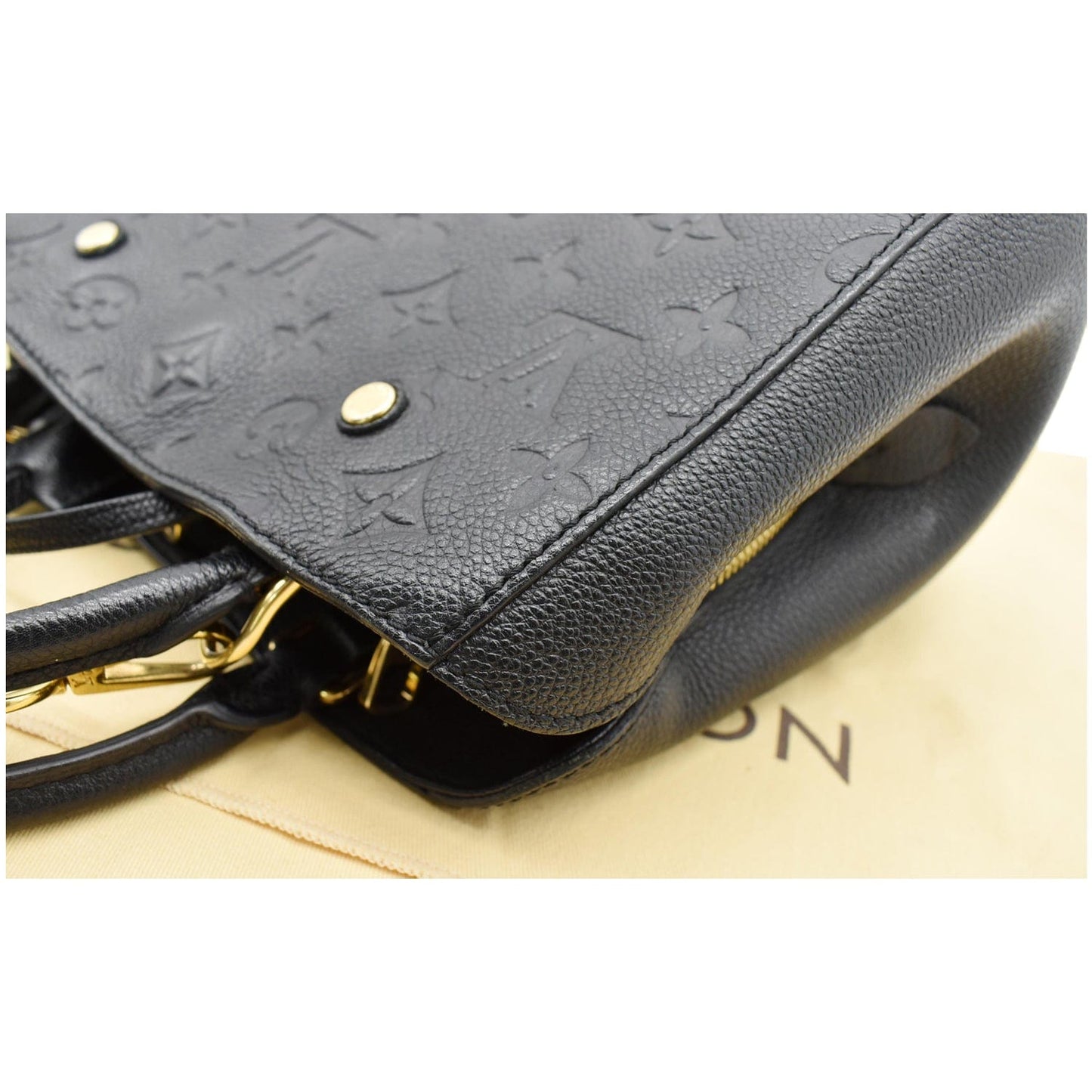 LOUIS VUITTON Montaigne BB Monogram Empreinte Leather Satchel Bag Black