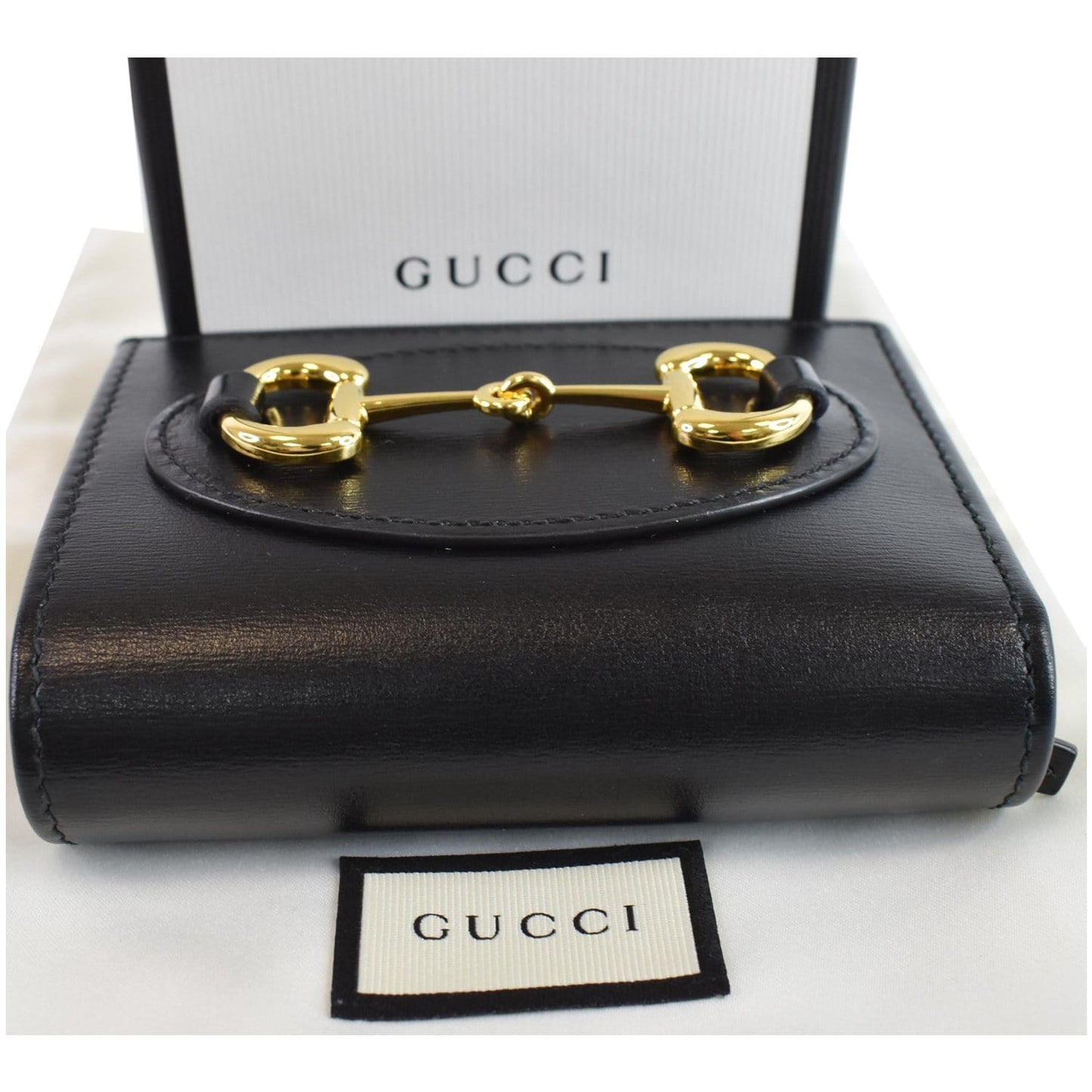 GUCCI Horsebit 1955 Card Case Wallet Black 621887