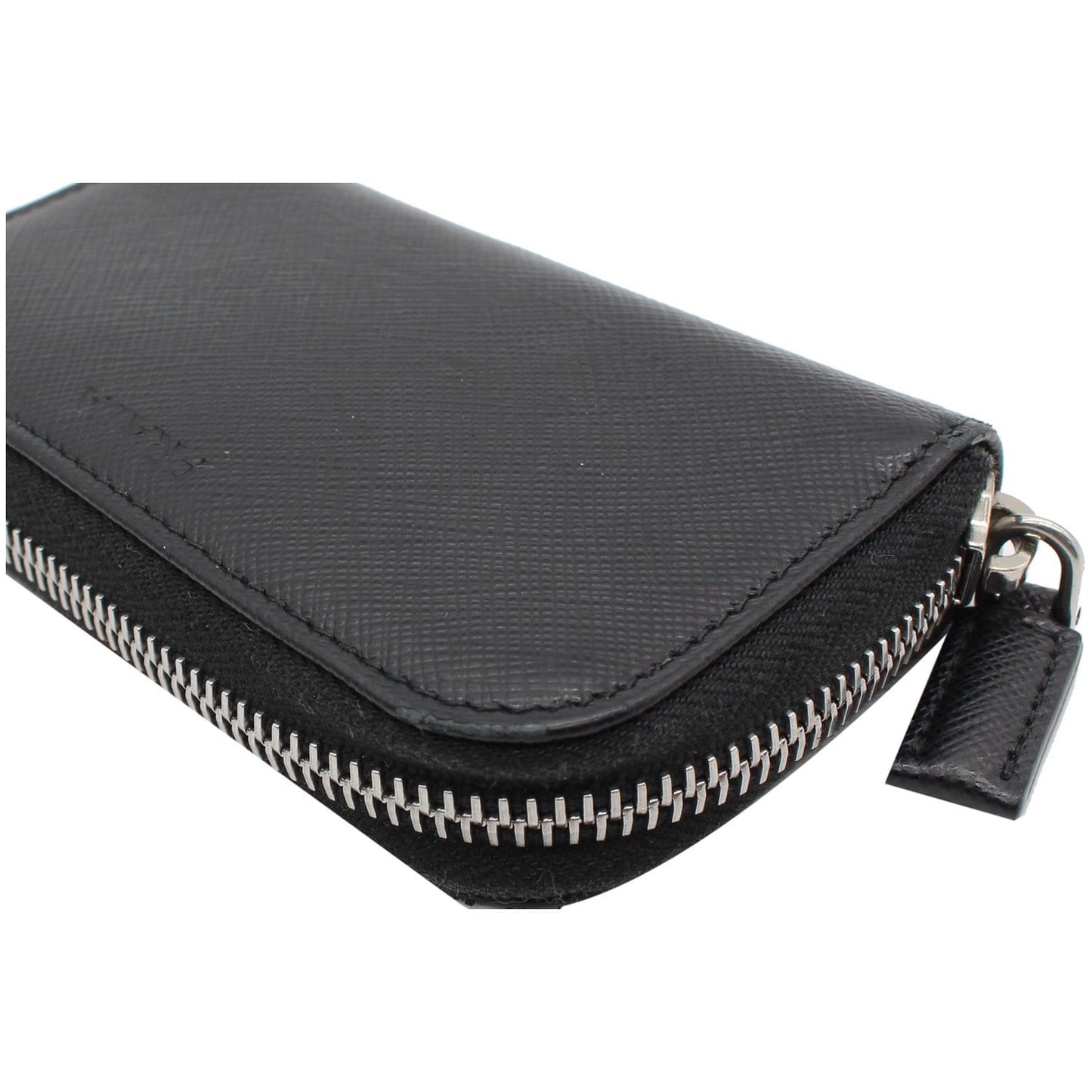 PRADA Saffiano Leather Key Case Holder Black - Final Sale