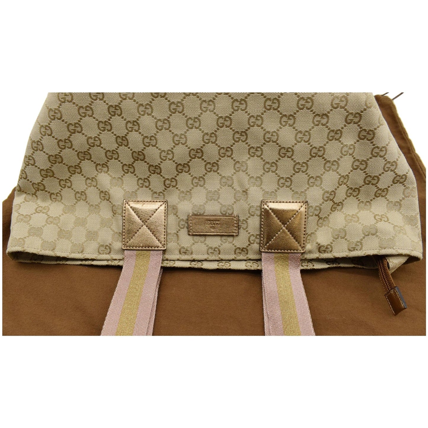GUCCI Sherry GG Canvas Leather Tote Bag Beige 131231