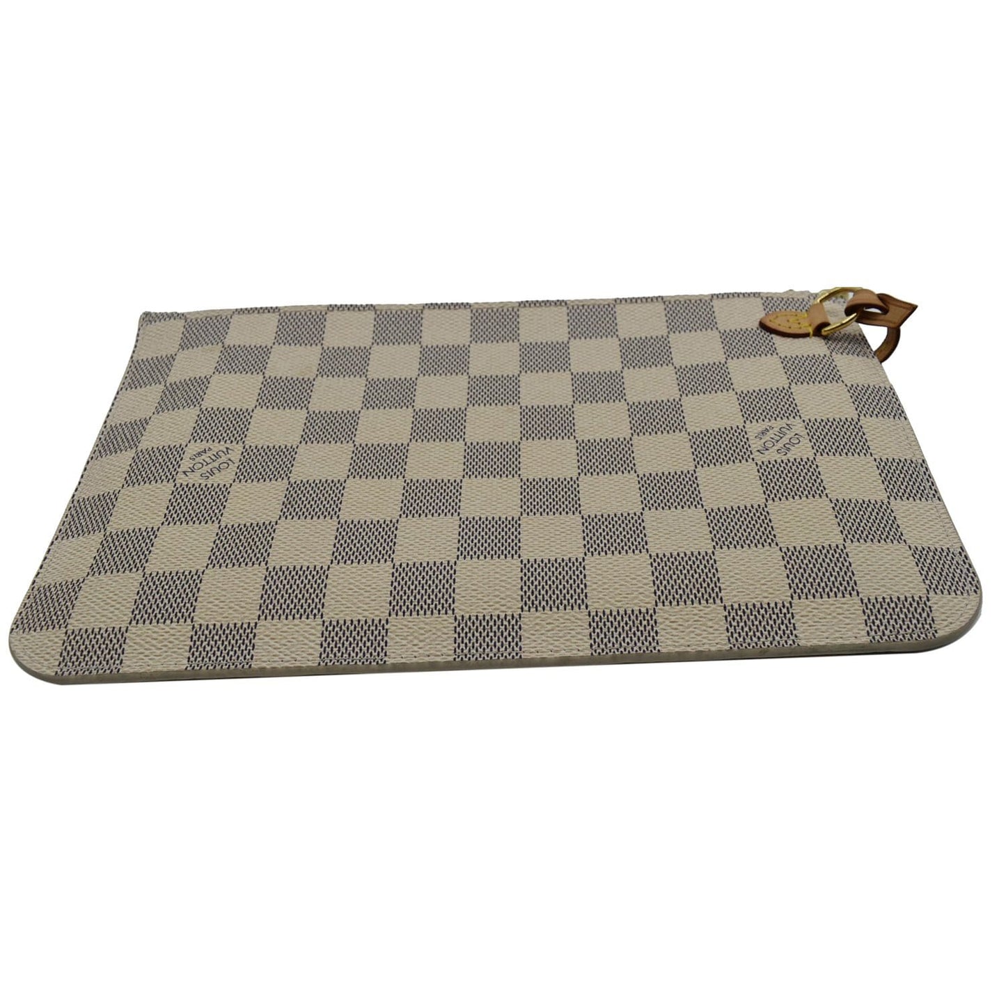 LOUIS VUITTON Neverfull MM Damier Azur Pochette Wristlet Pouch White