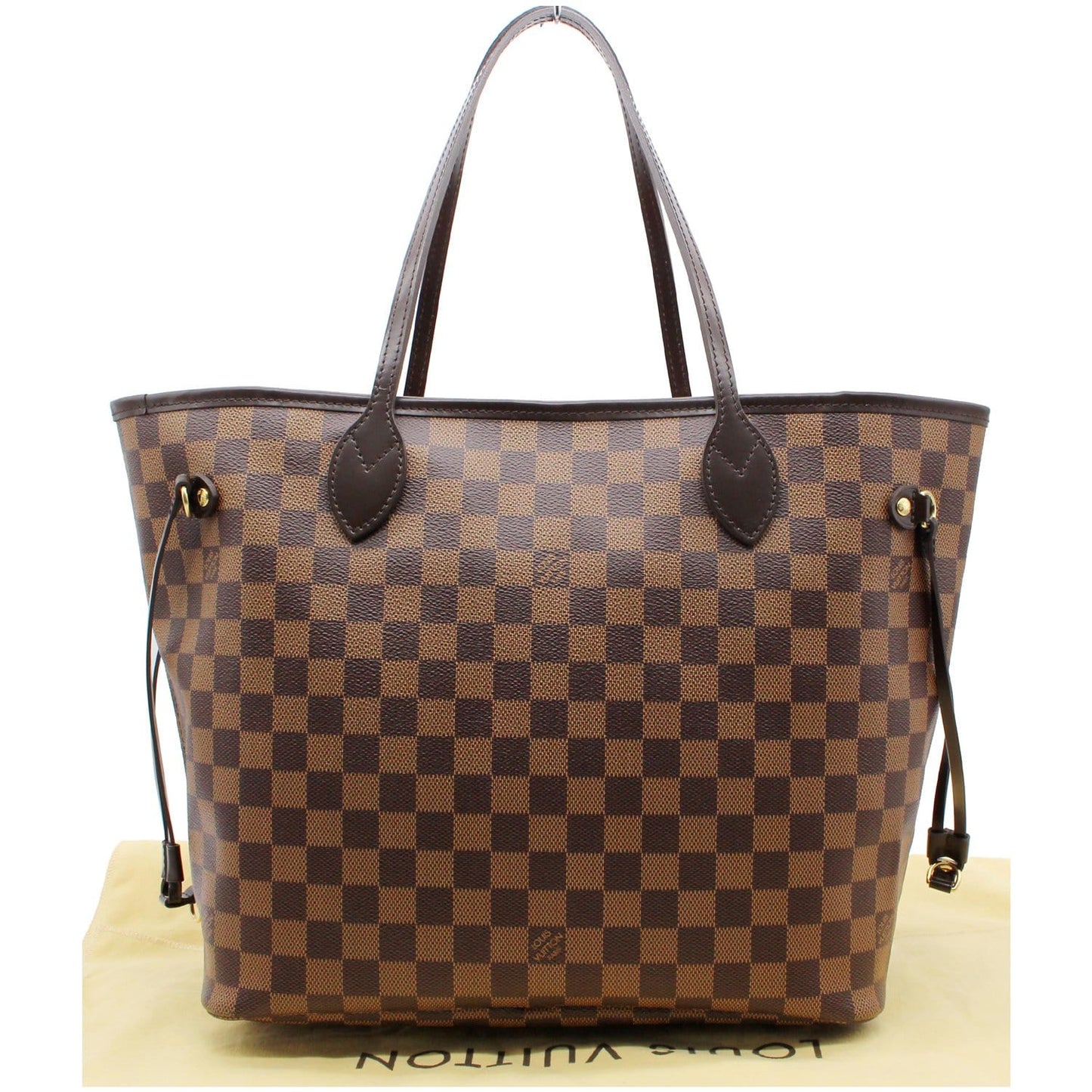 LOUIS VUITTON Neverfull MM Damier Ebene Tote Bag Brown
