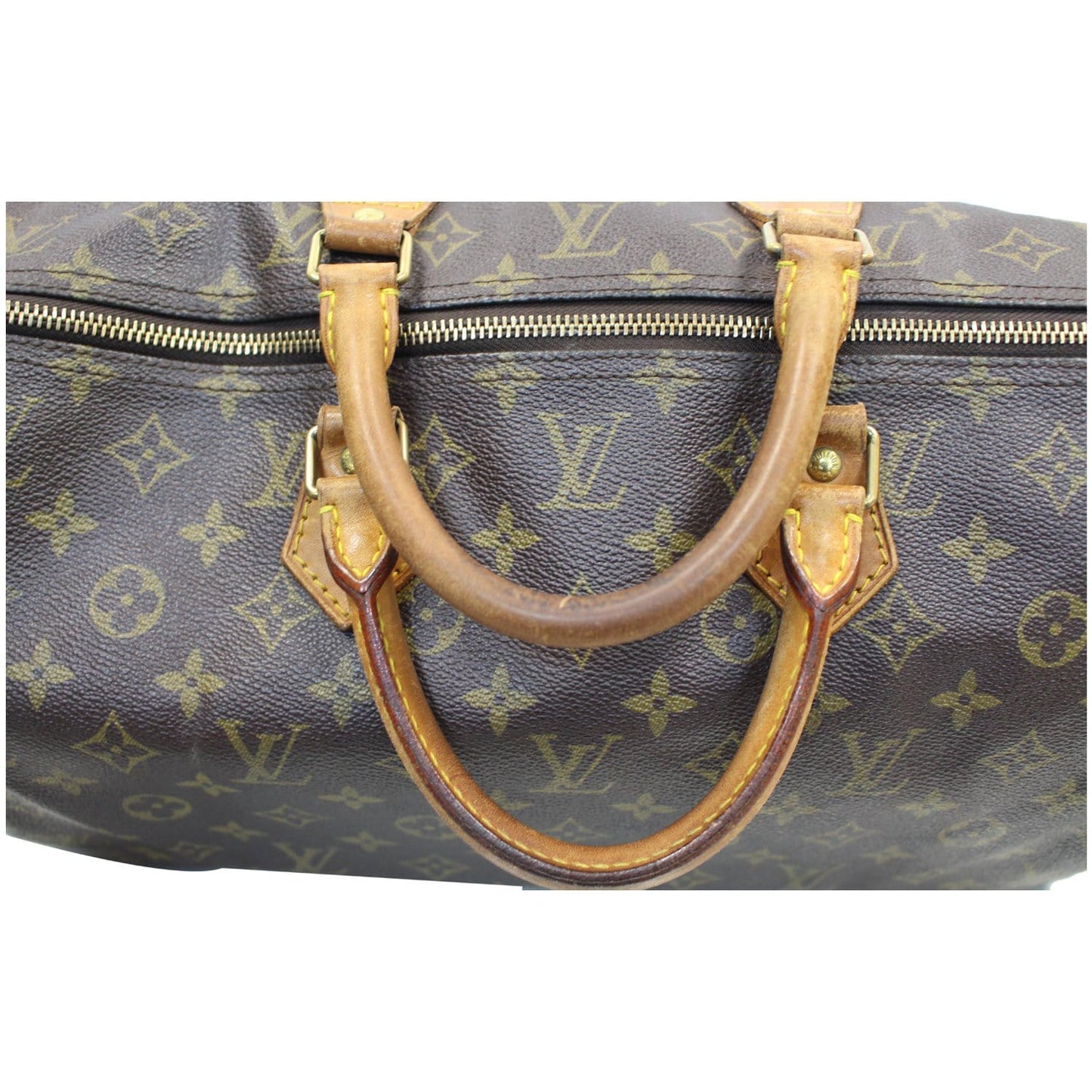 LOUIS VUITTON Speedy 40 Monogram Canvas Satchel Bag Brown
