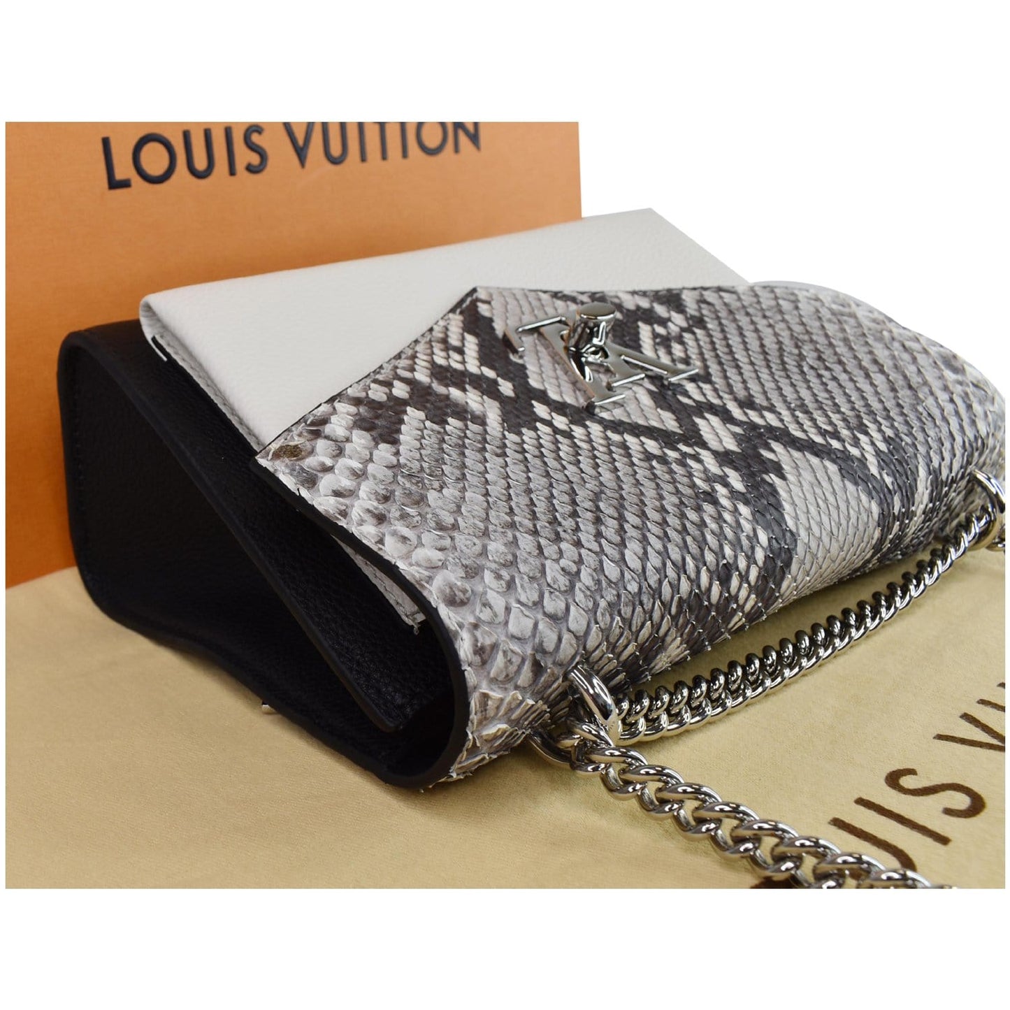 LOUIS VUITTON MyLockme BB Leather Crossbody Bag Black/Creme Beige