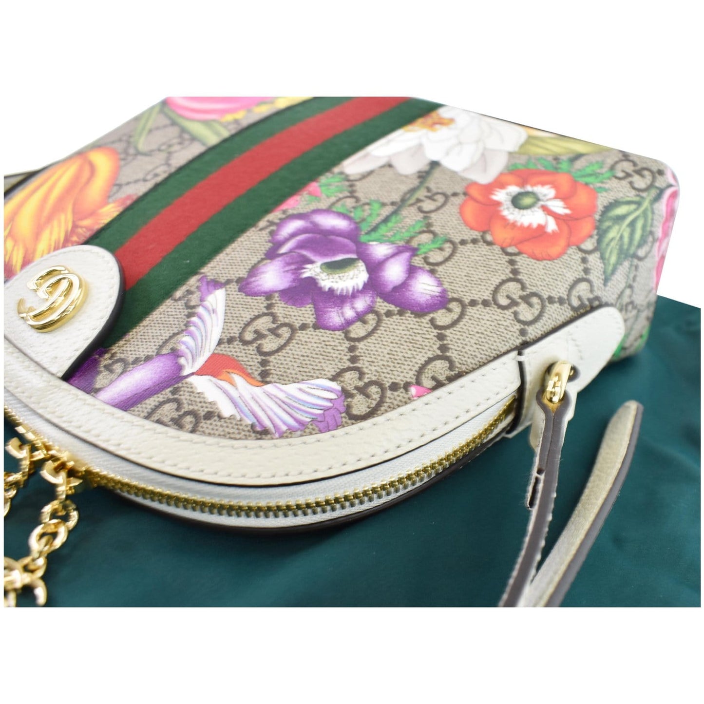 GUCCI Ophidia Flora Small Supreme Canvas Shoulder Bag Beige 499621