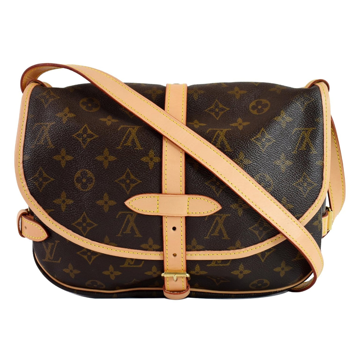 LOUIS VUITTON Saumur 30 Monogram Canvas Shoulder Bag Brown