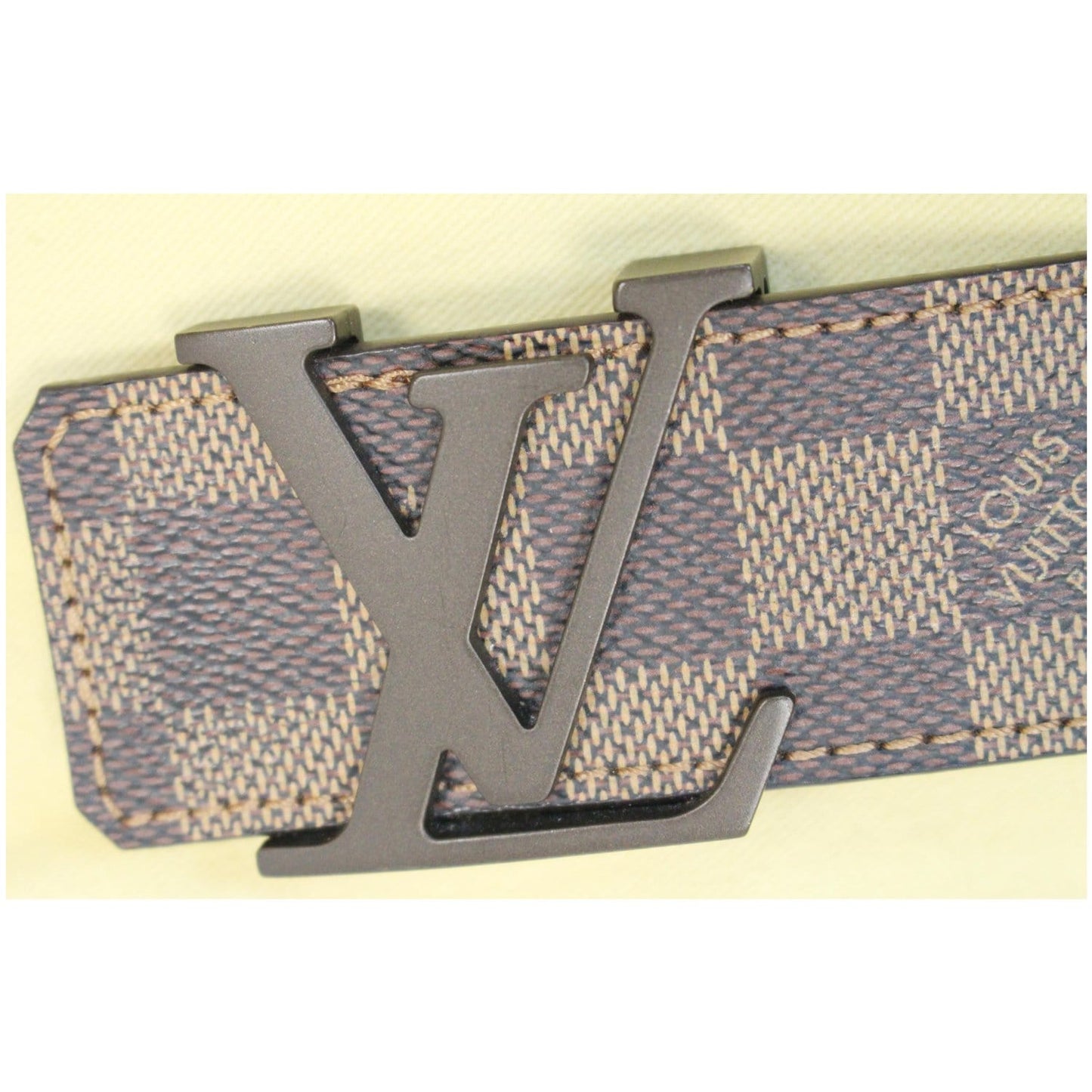 LOUIS VUITTON LV Initiales Damier Ebene Belt Brown