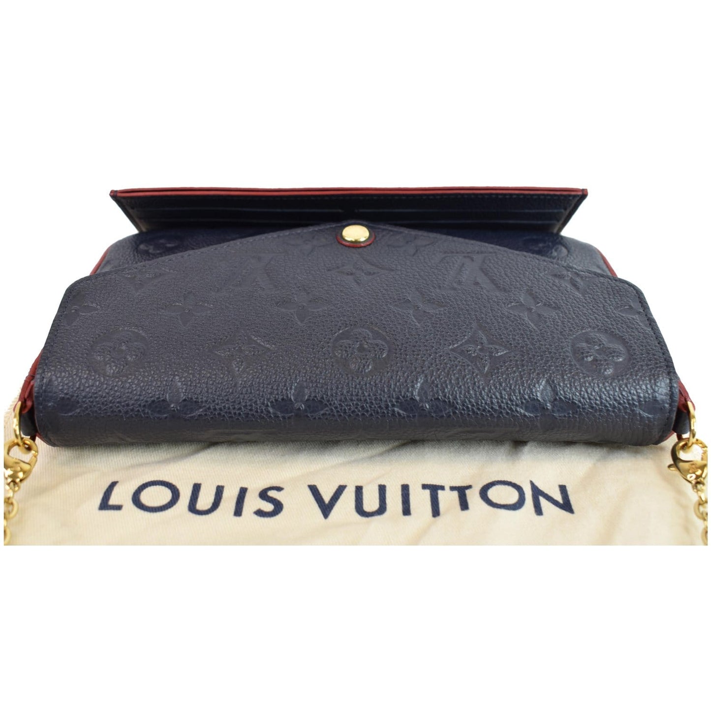 LOUIS VUITTON Pochette Felicie Monogram Empreinte Chain Wallet Navy