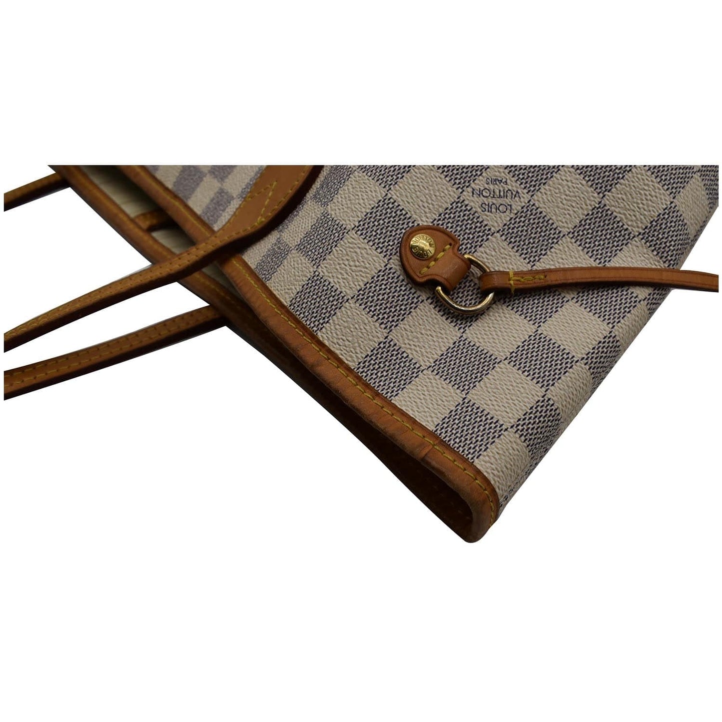 LOUIS VUITTON Neverfull MM Damier Azur Tote Bag White
