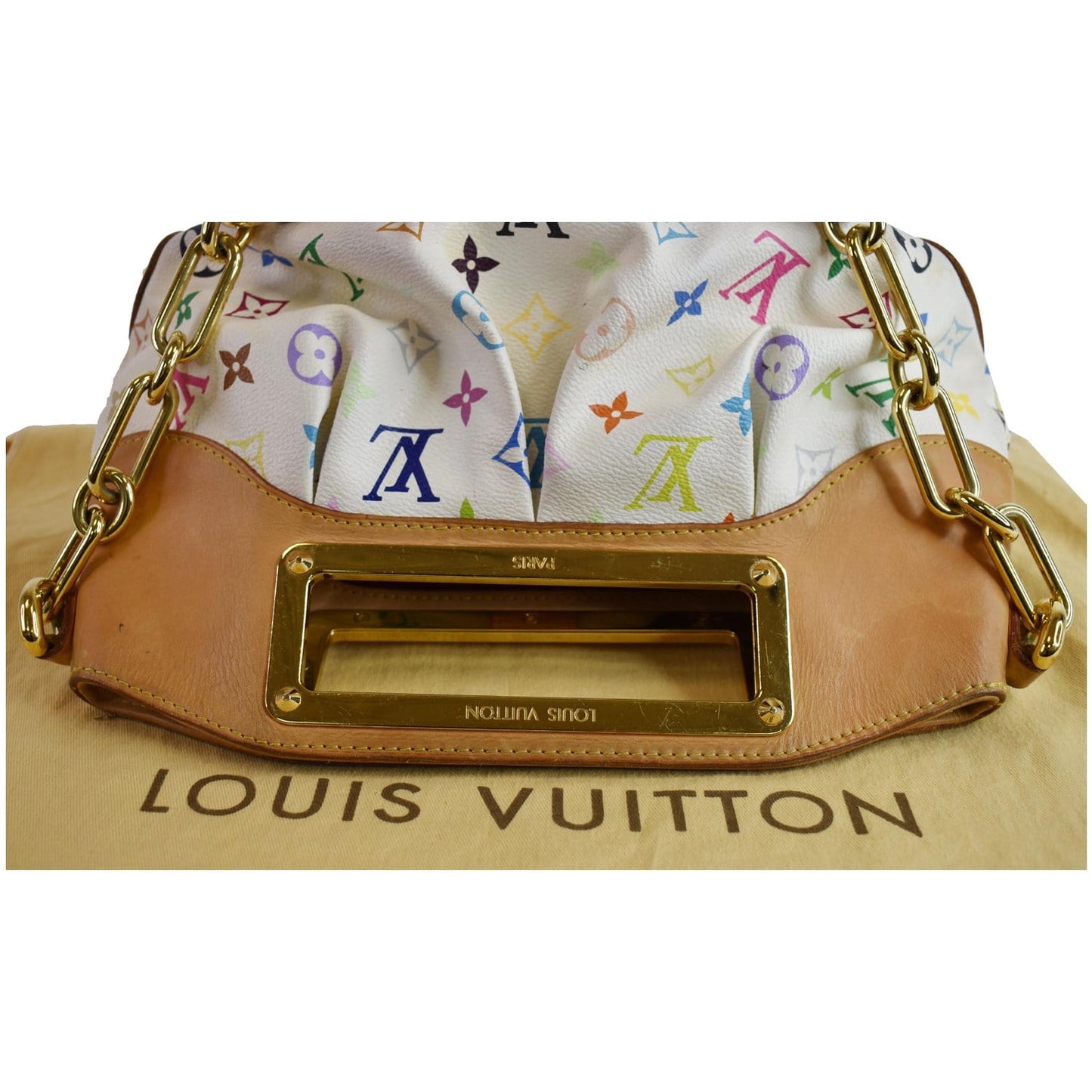LOUIS VUITTON Judy MM Monogram Canvas Multicolor Satchel Bag White