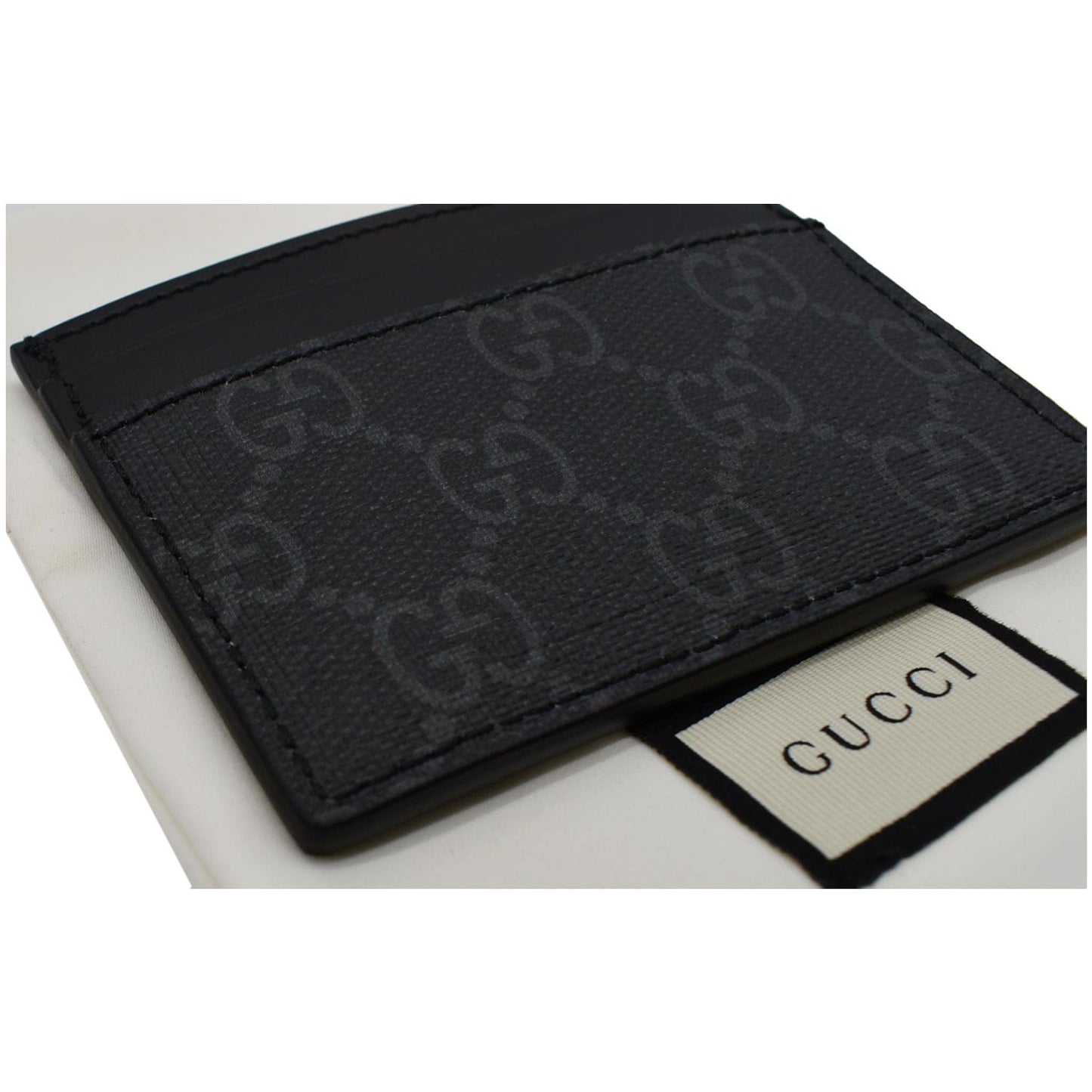 GUCCI Kingsnake Print GG Supreme Monogram Card Case Black 451277