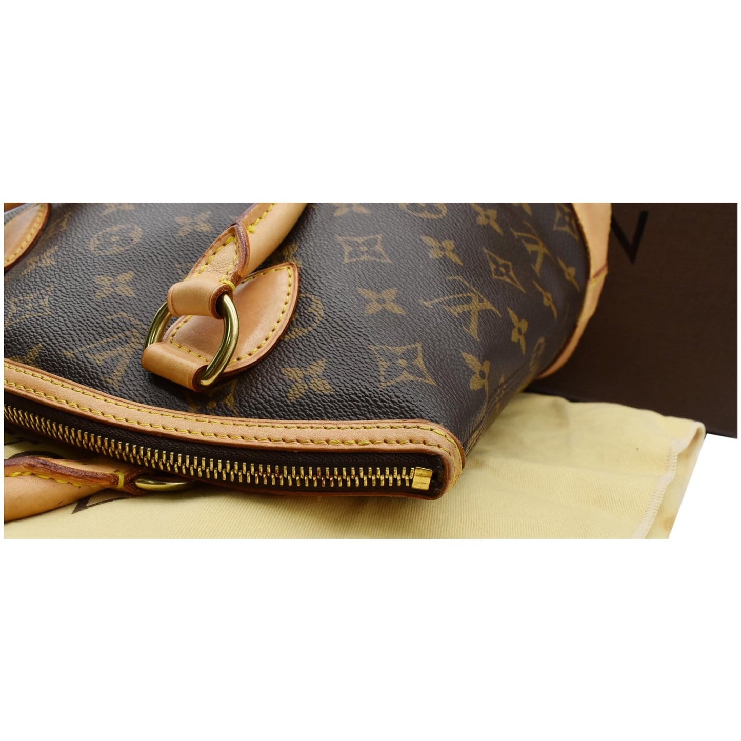 LOUIS VUITTON Lockit Vertical PM Monogram Canvas Tote Bag Brown