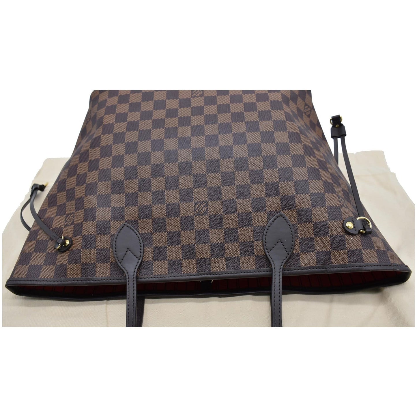 LOUIS VUITTON Neverfull MM Damier Ebene Tote Bag Brown