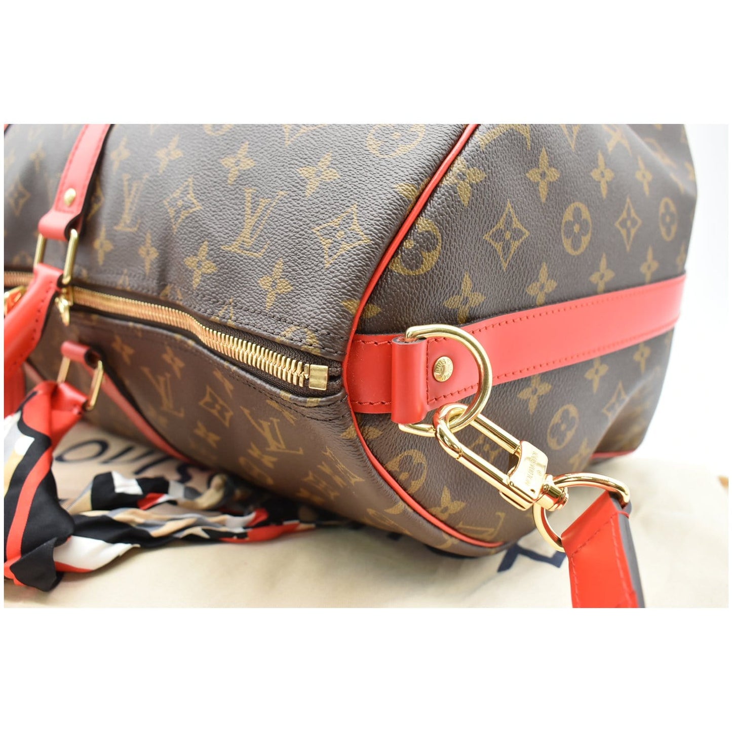 LOUIS VUITTON Keepall 50 Bandouliere Monogram Travel Bag Coquelicot