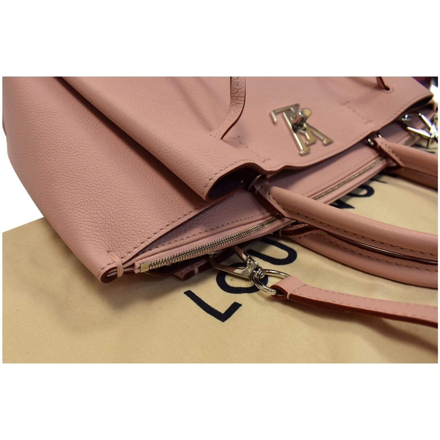 LOUIS VUITTON Lockmeto Calfskin Leather Tote Bag Rose Pink