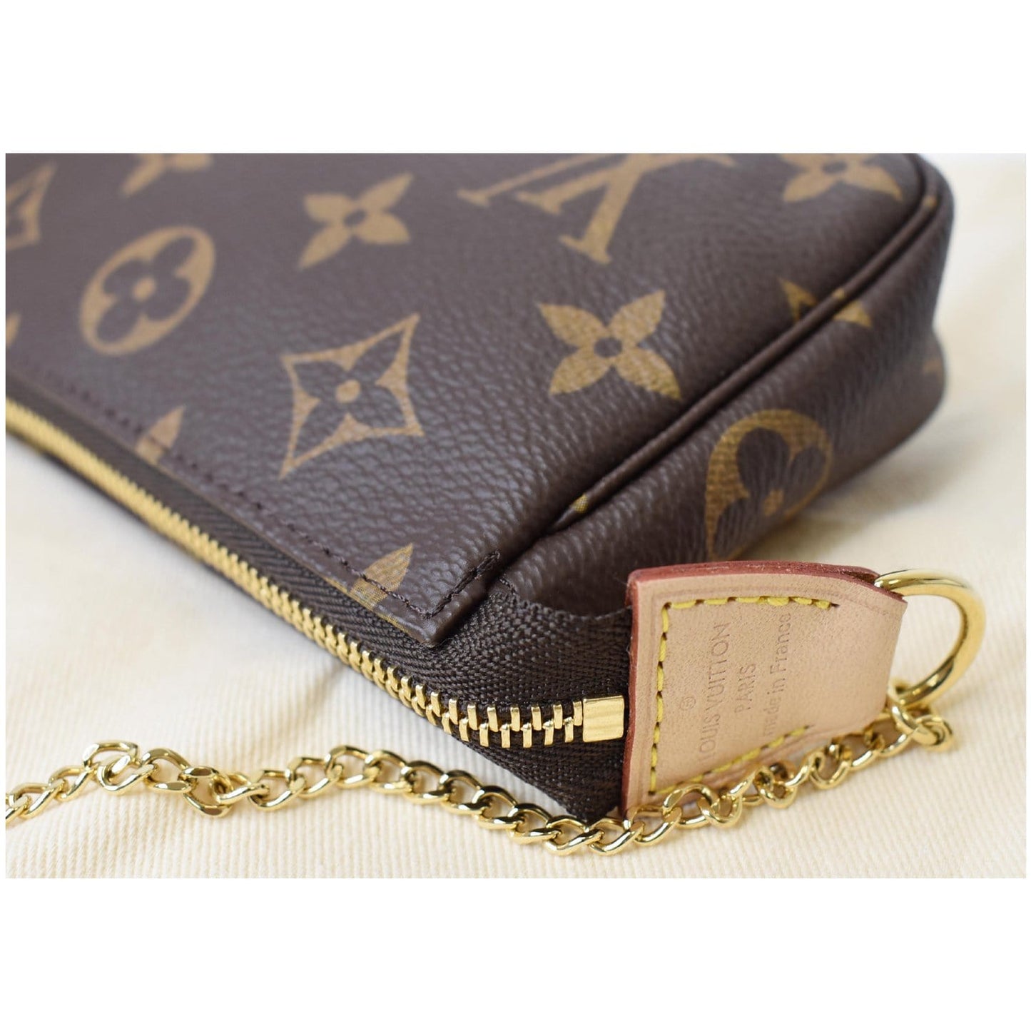 LOUIS VUITTON Mini Pochette Monogram Canvas Accessories Pouch Brown