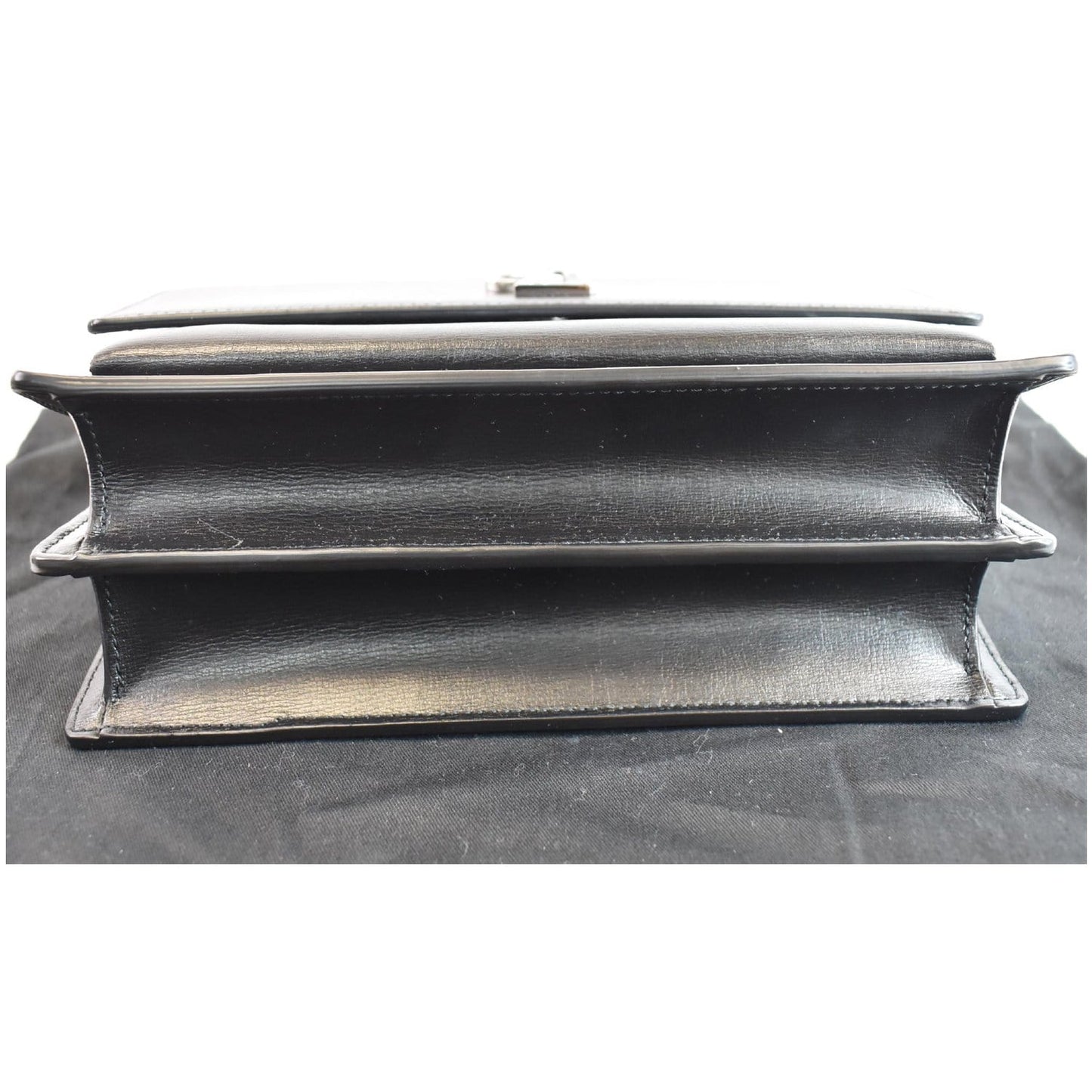 YVES SAINT LAURENT Monogram Sunset Medium Leather Shoulder Bag Black